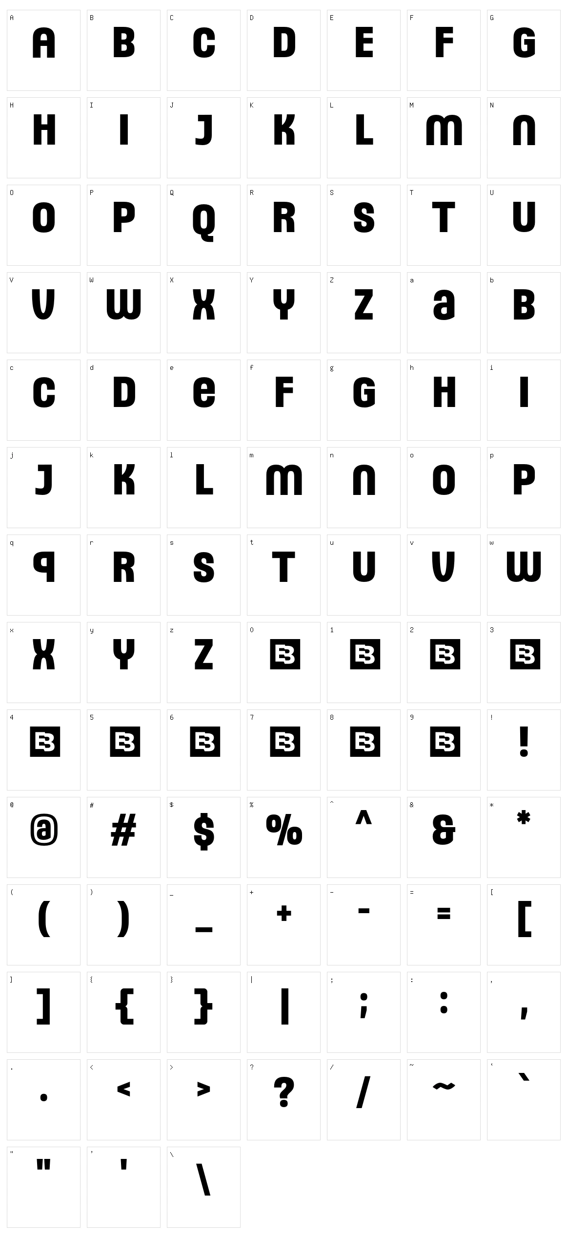 Sideware Character Set