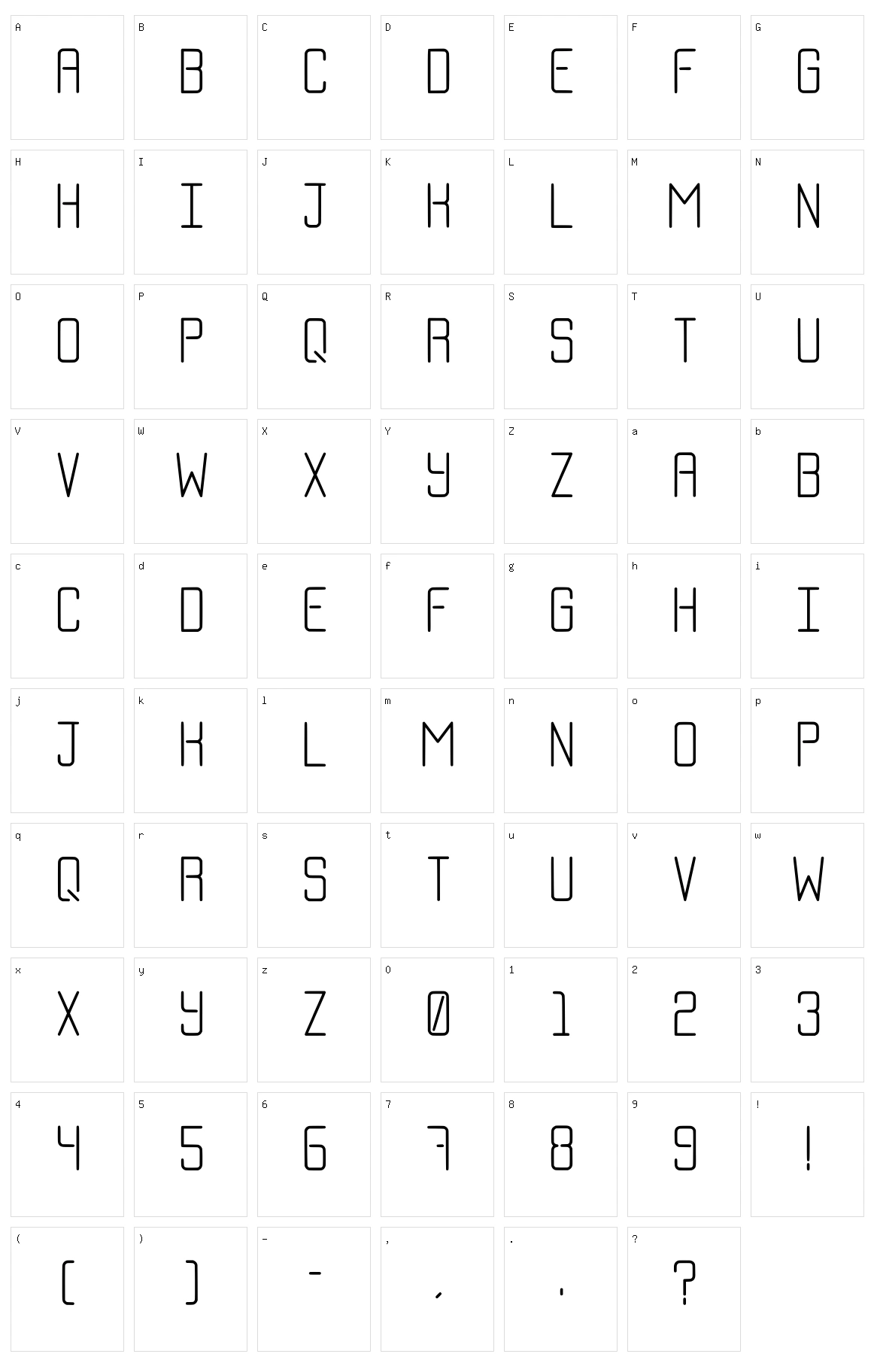Skinny Headline Character Set