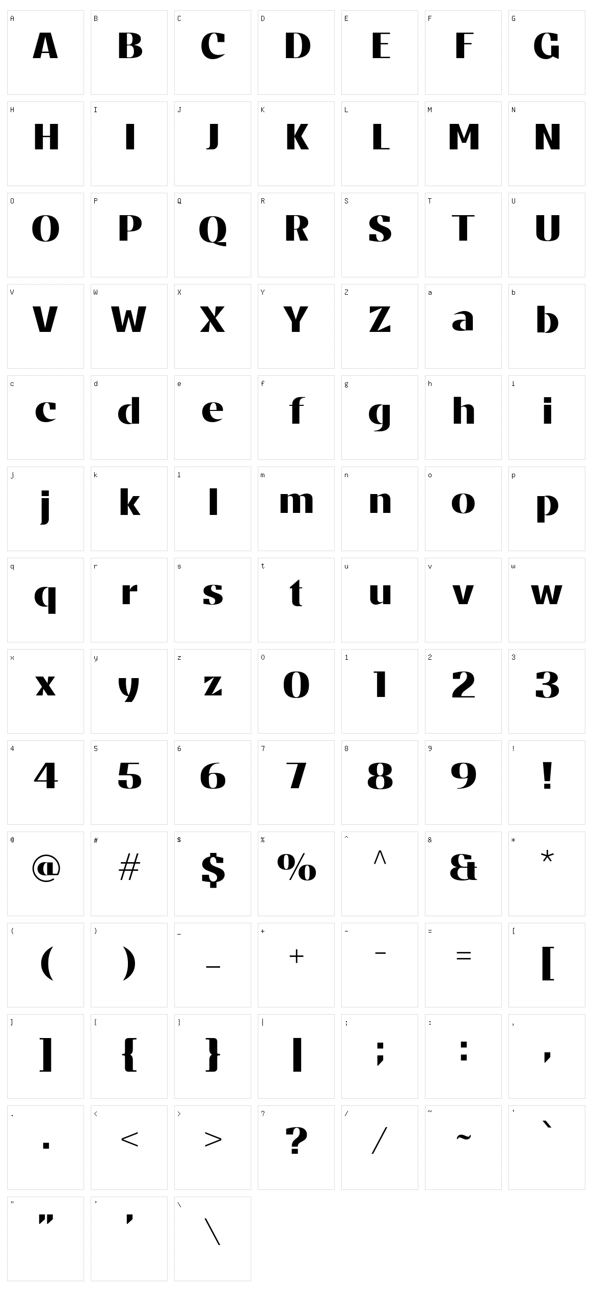 Stannum Character Set