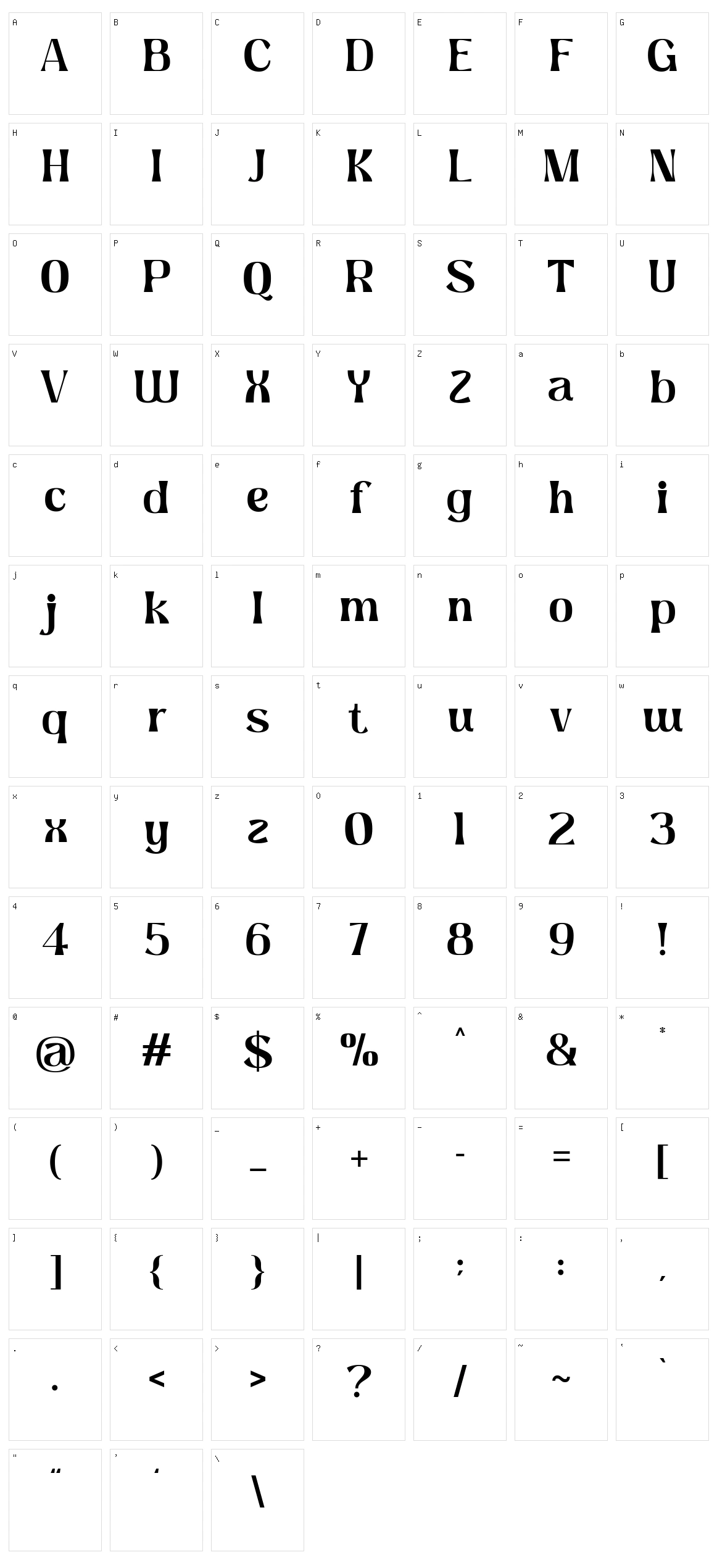 Sunmora Character Set