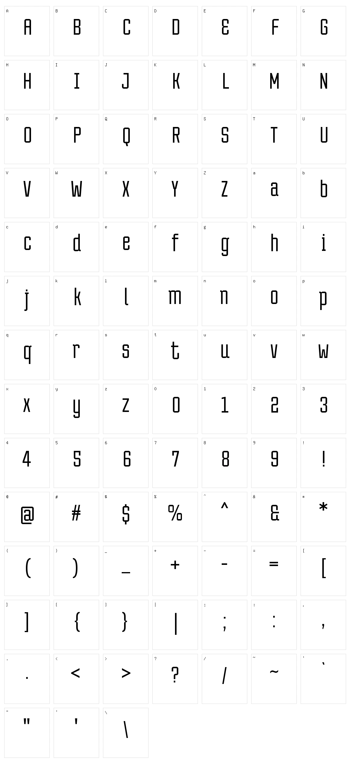 Tentram Character Set