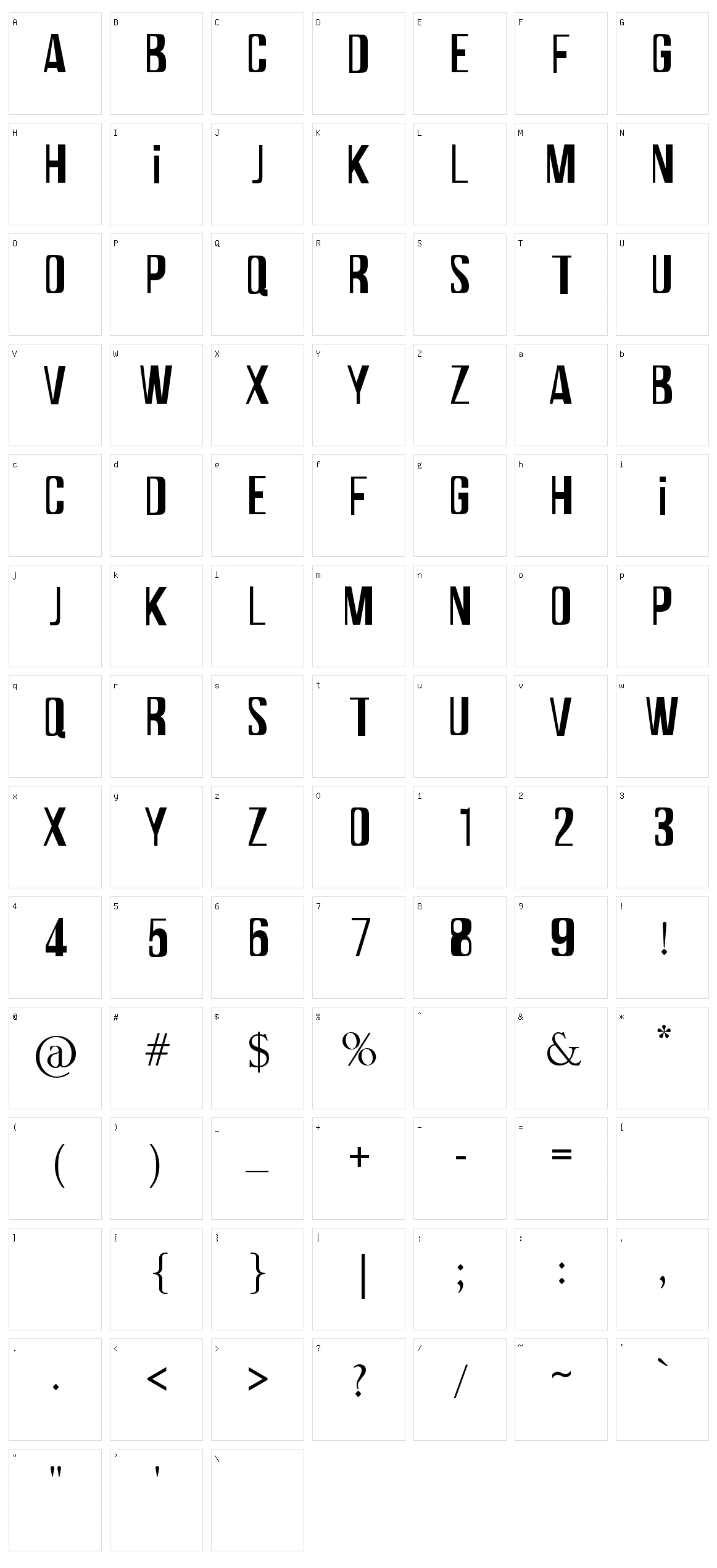 Termica Character Set