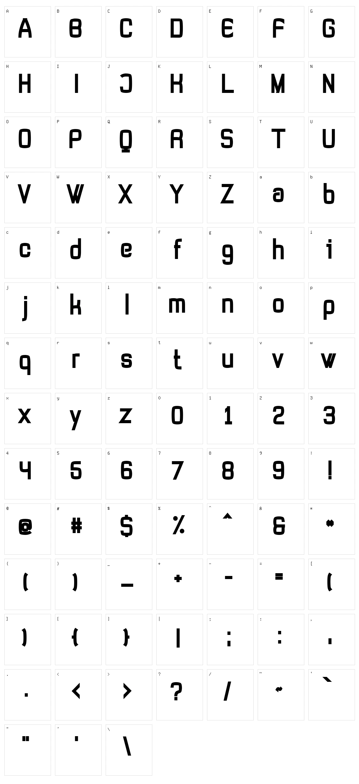 Tevegraphy Character Set