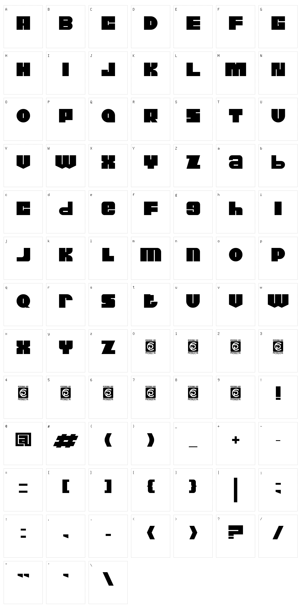 Thicxer Character Set