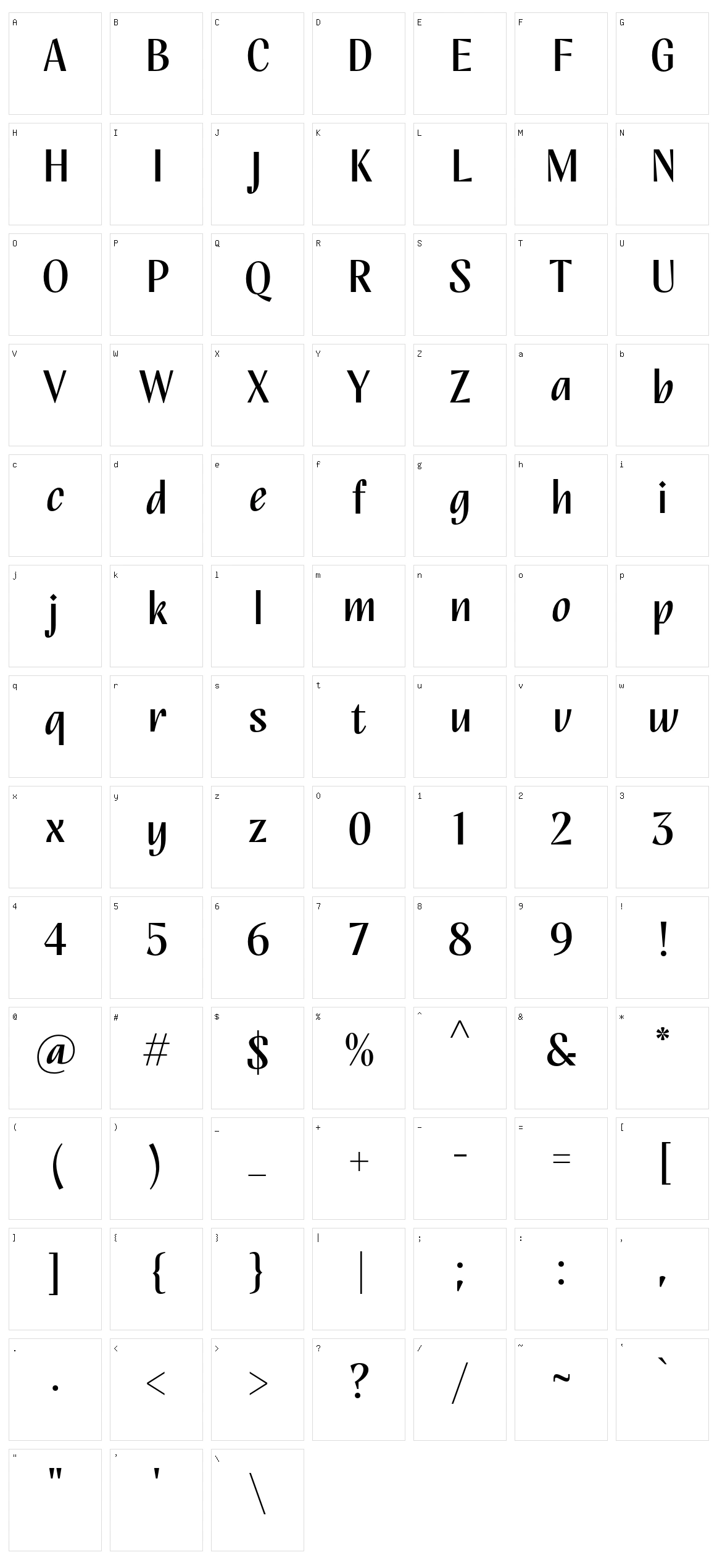 TT Nooks Script Character Set