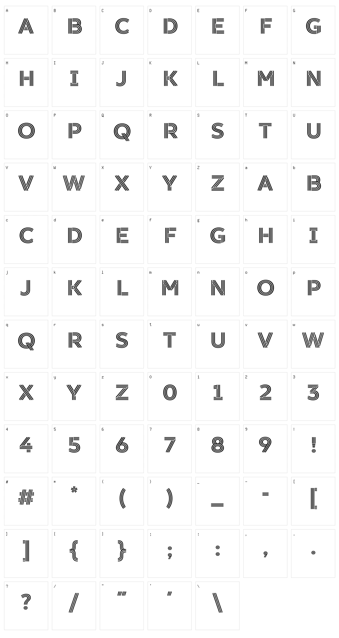 TT Smalls Character Set
