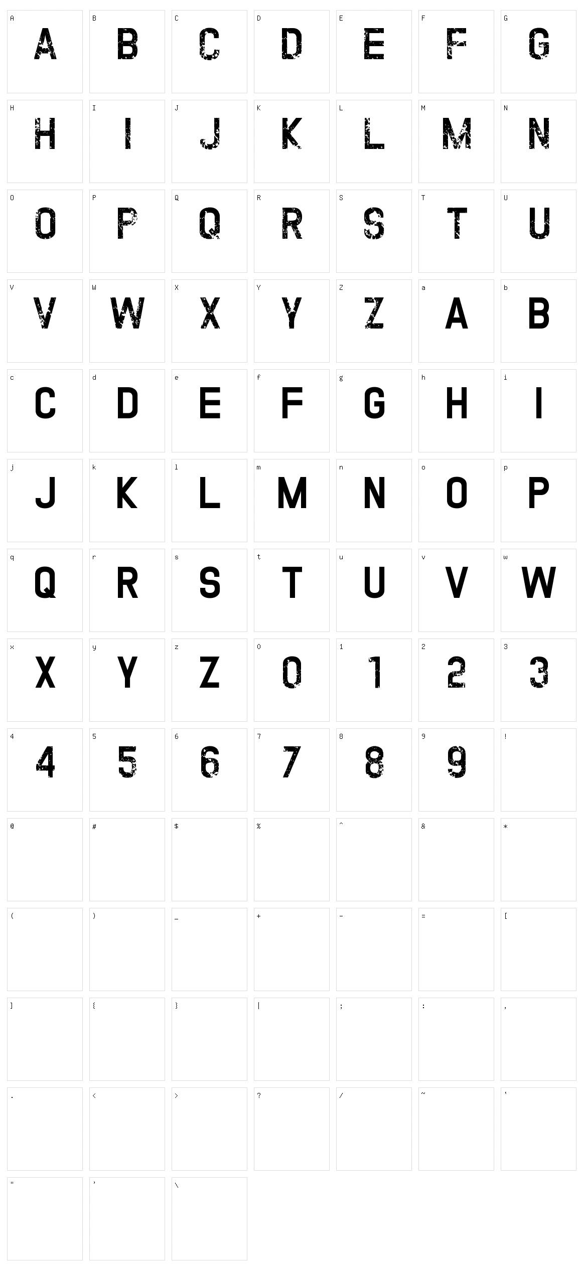 Twofold Uncomplete Design Character Set