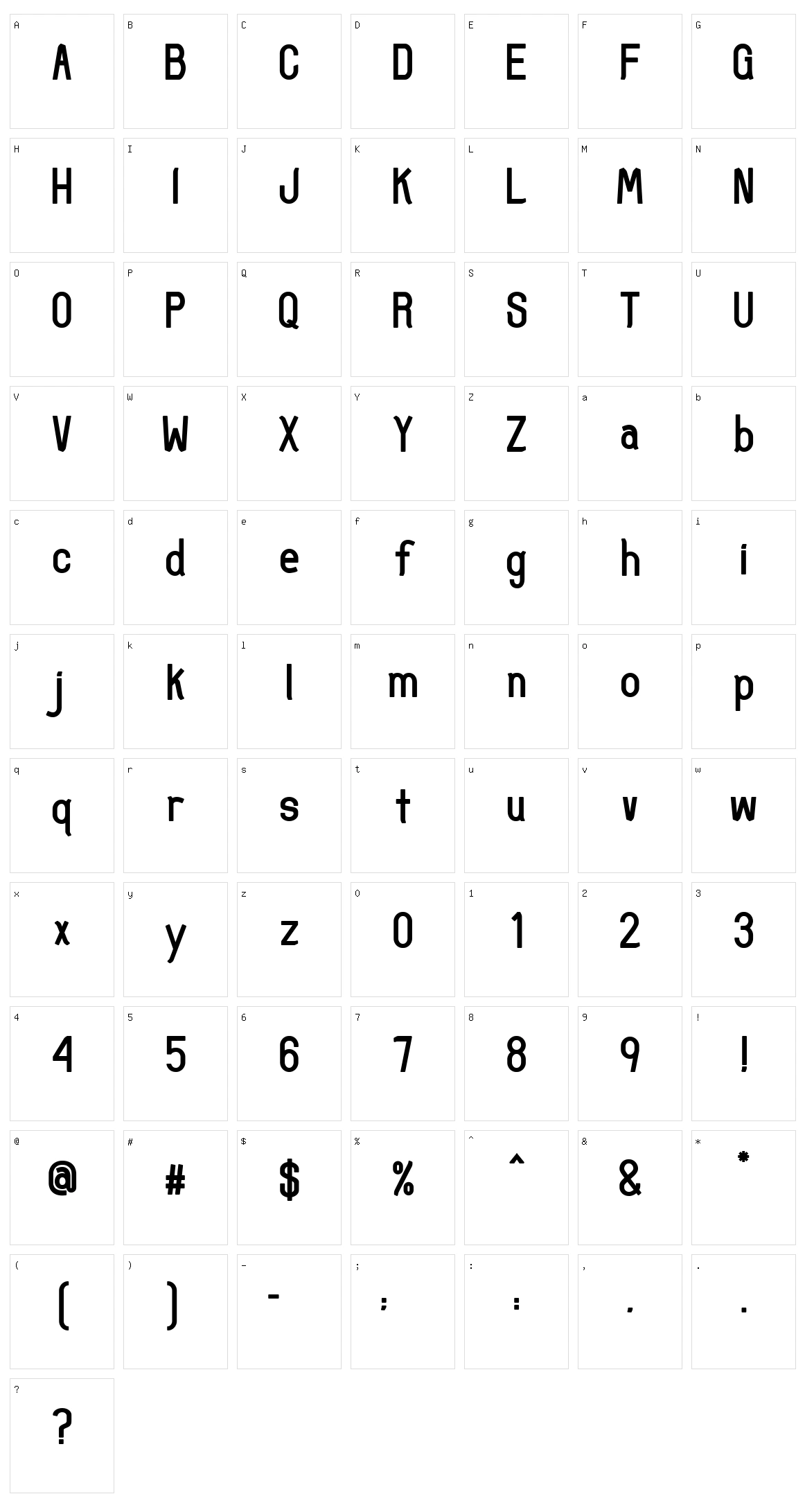 Uncertain Sans Character Set