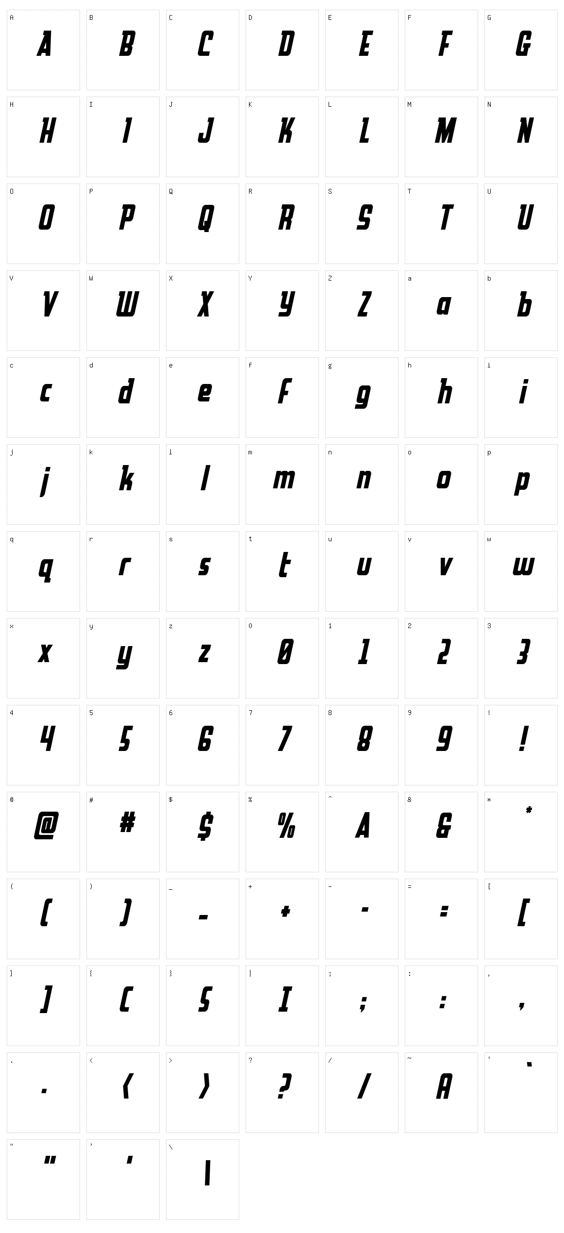 Upper Punch Character Set