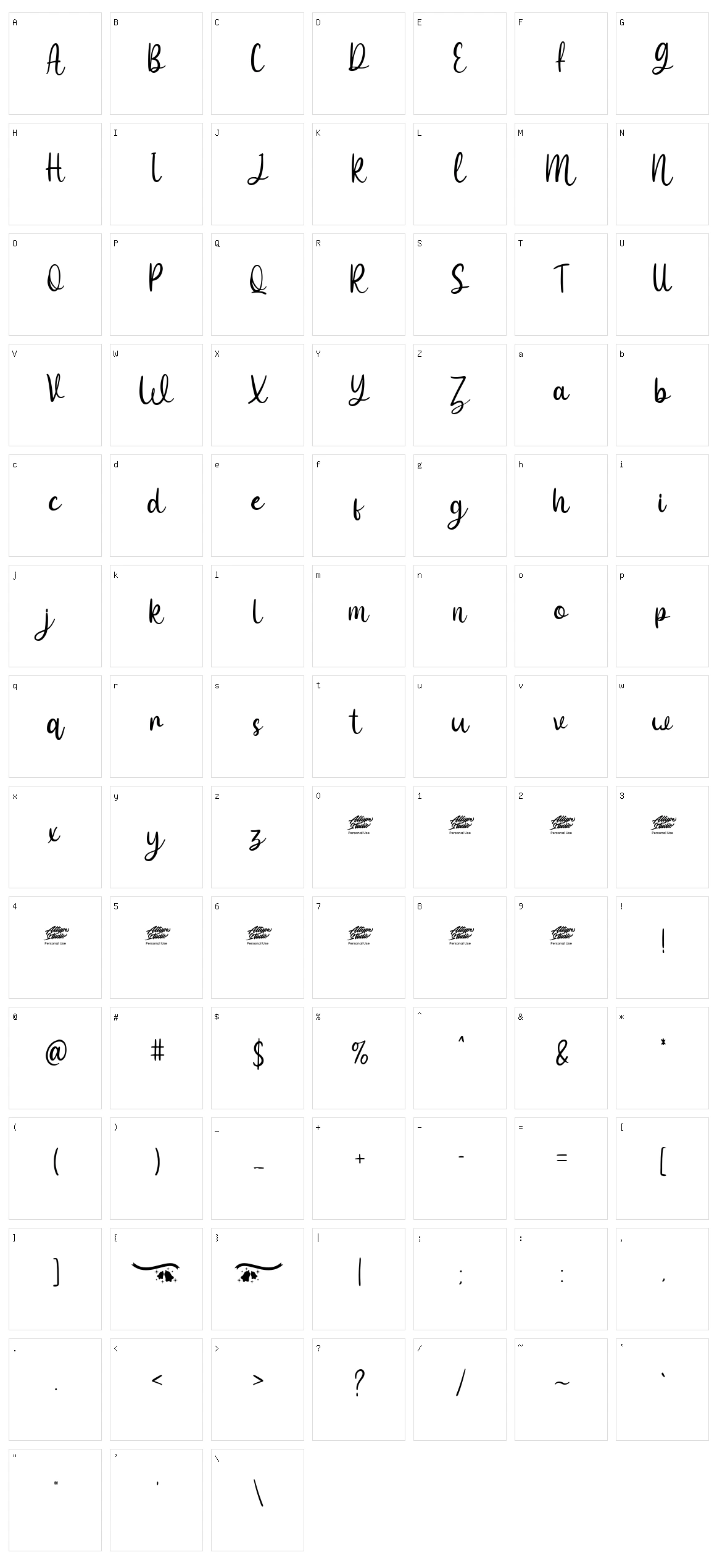 Anaira Character Set