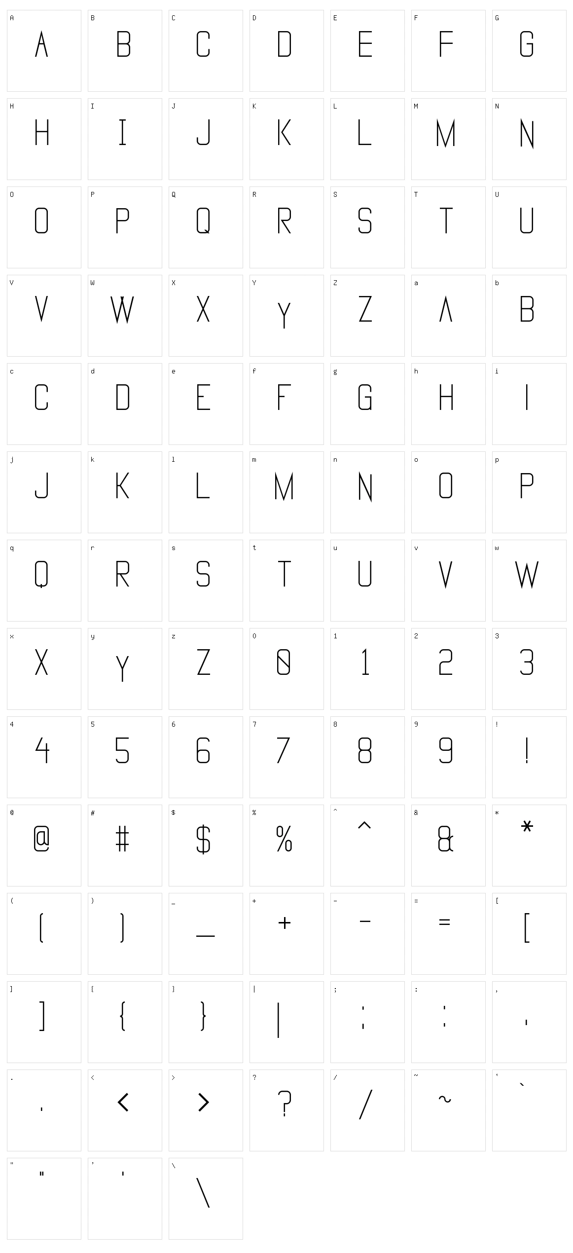 Vanadine Character Set