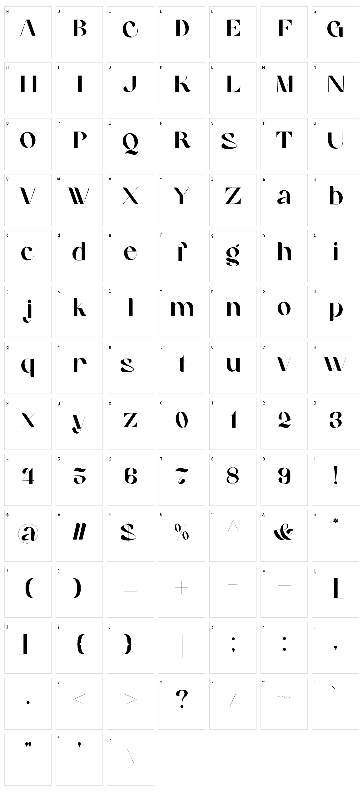 Veginia Character Set