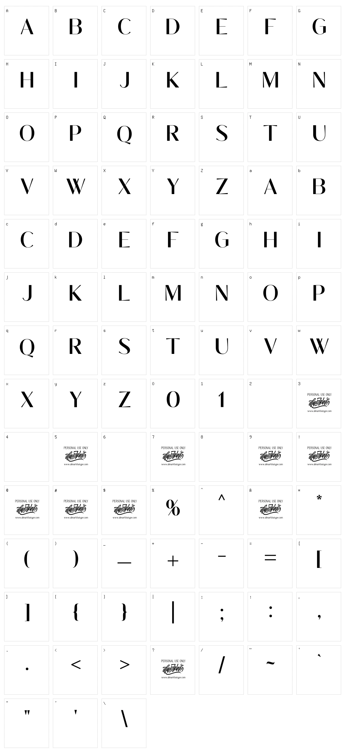 Waluxe Character Set