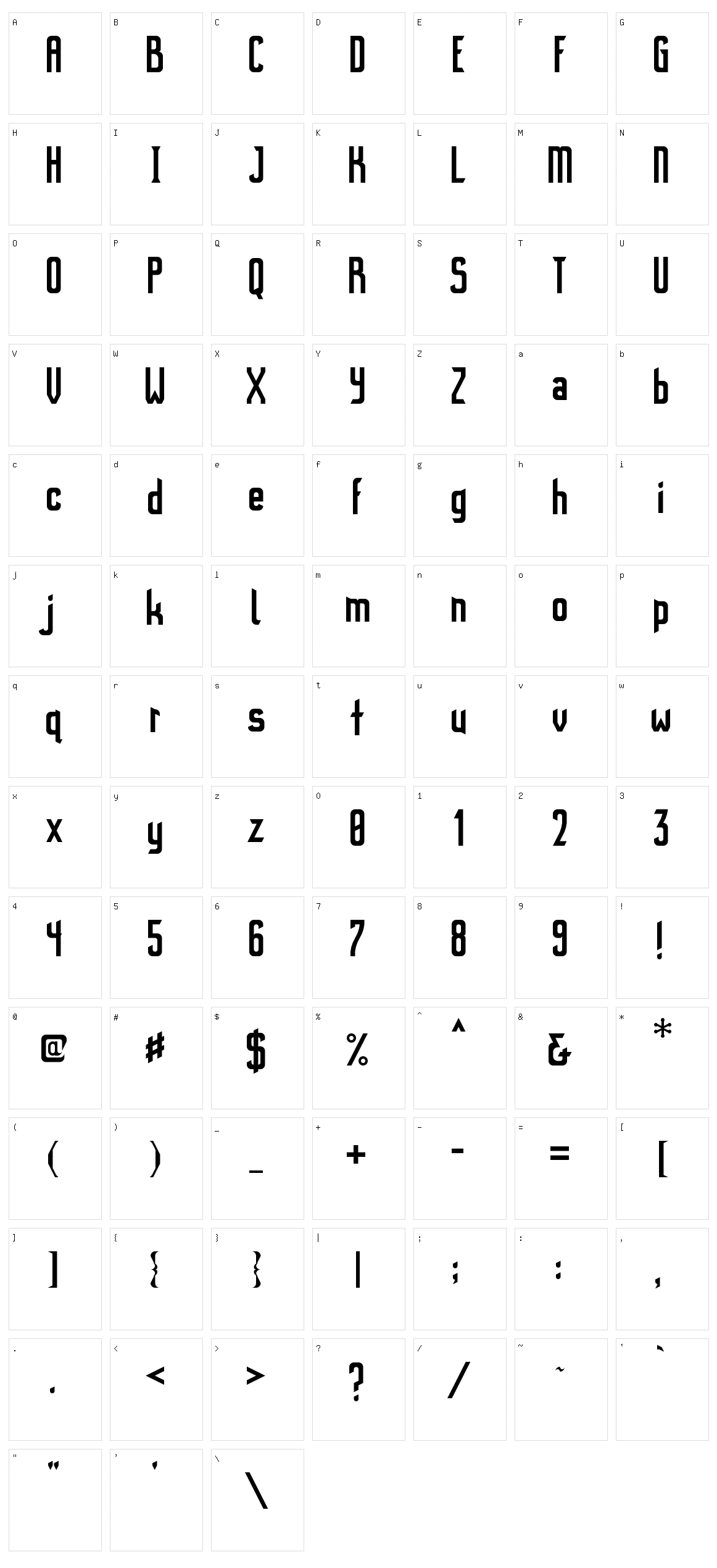 WebFont Character Set