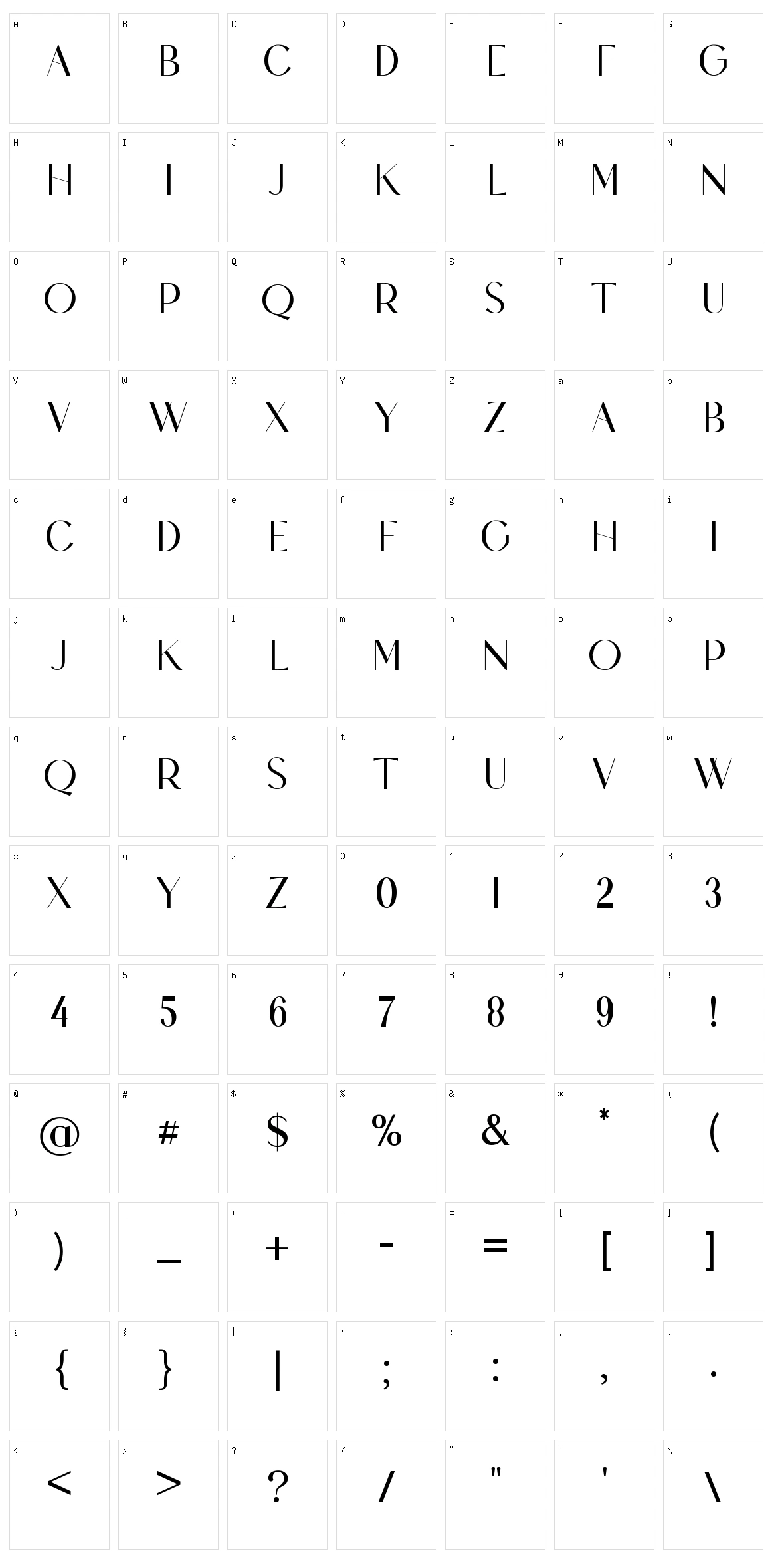 Woodlark Character Set