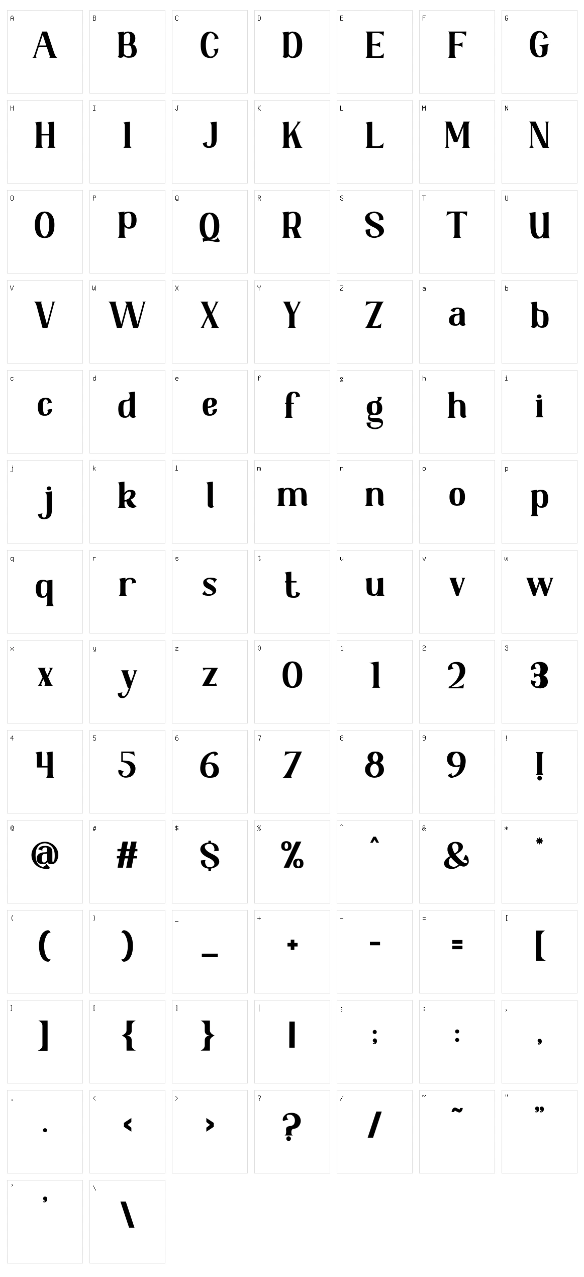 Zeviero Character Set