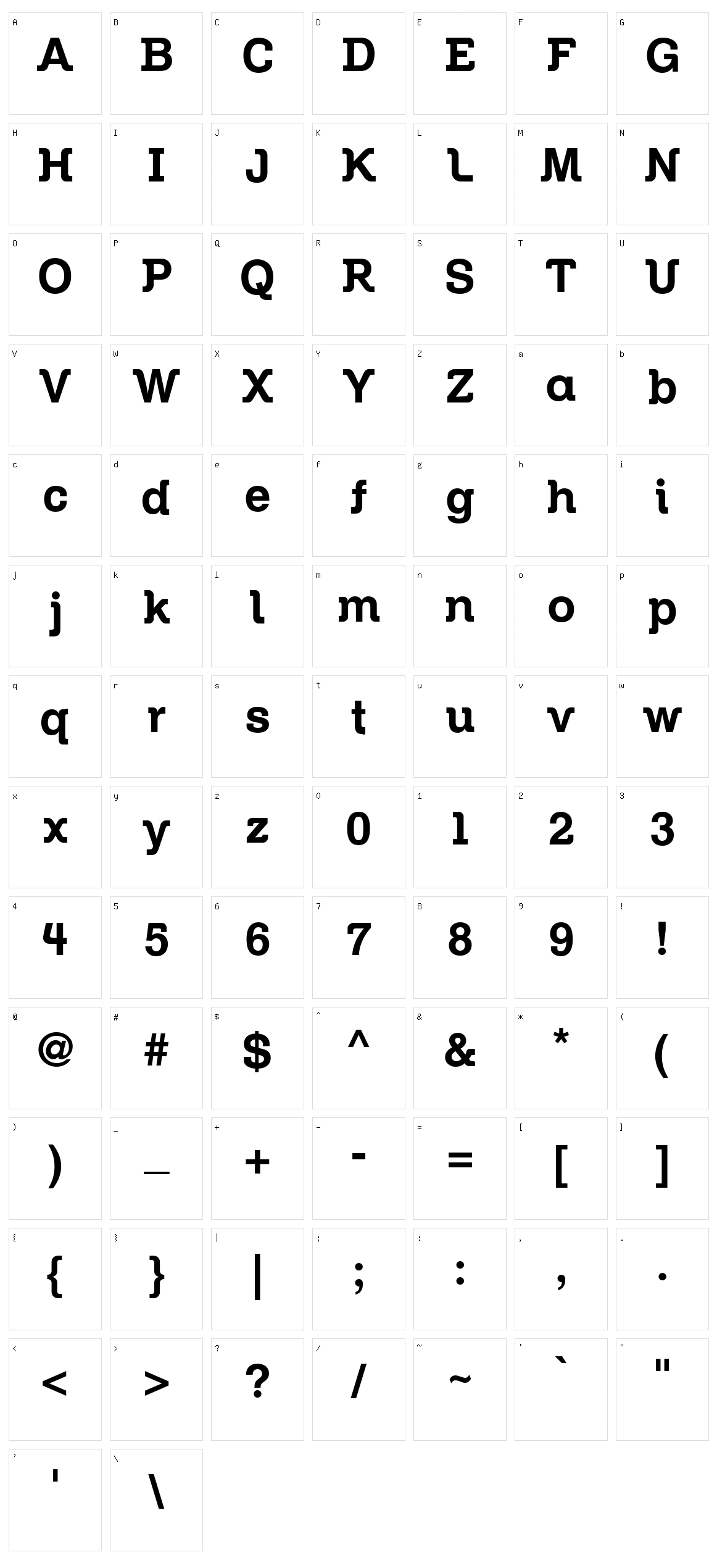 Zil Semi Slab Character Set