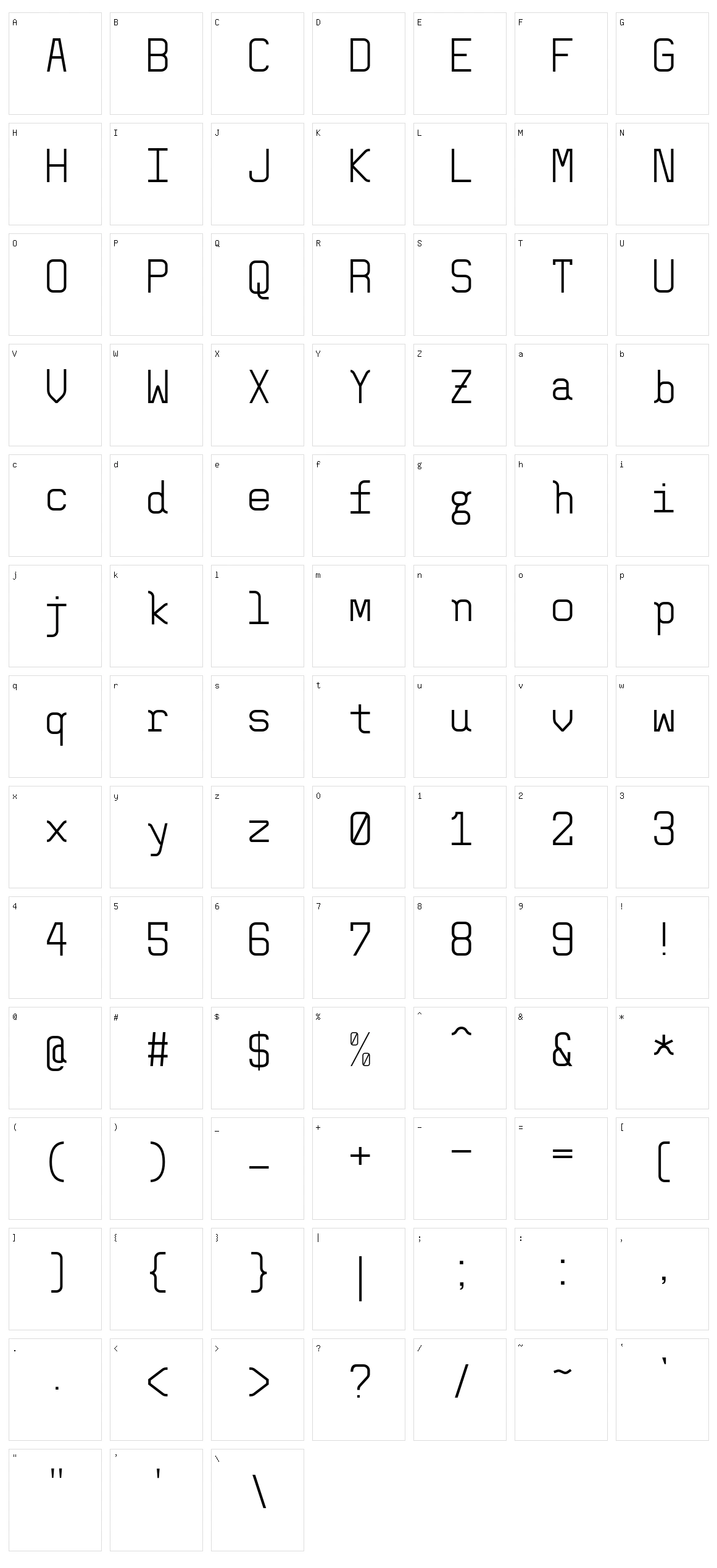 Alt_Mono Character Set