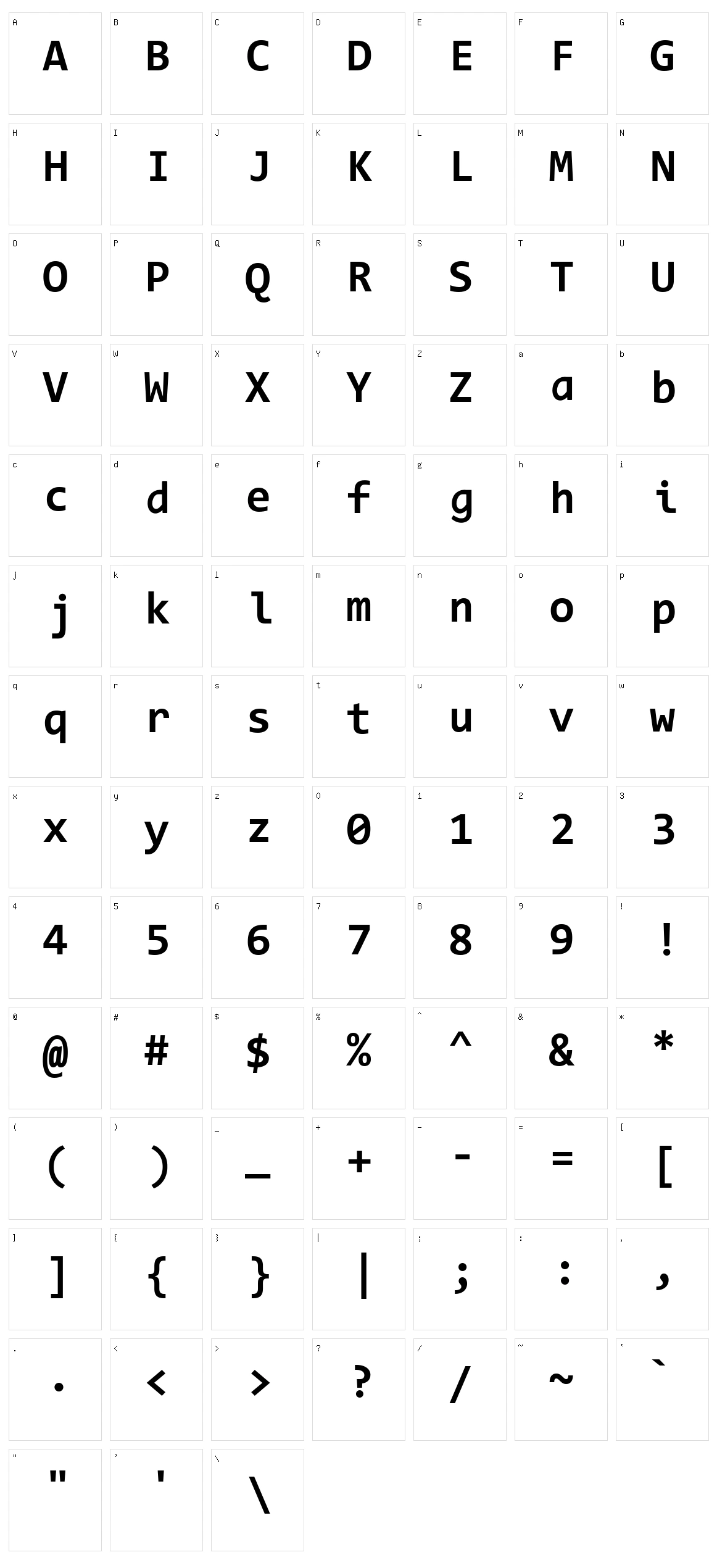 Code New Roman Character Set
