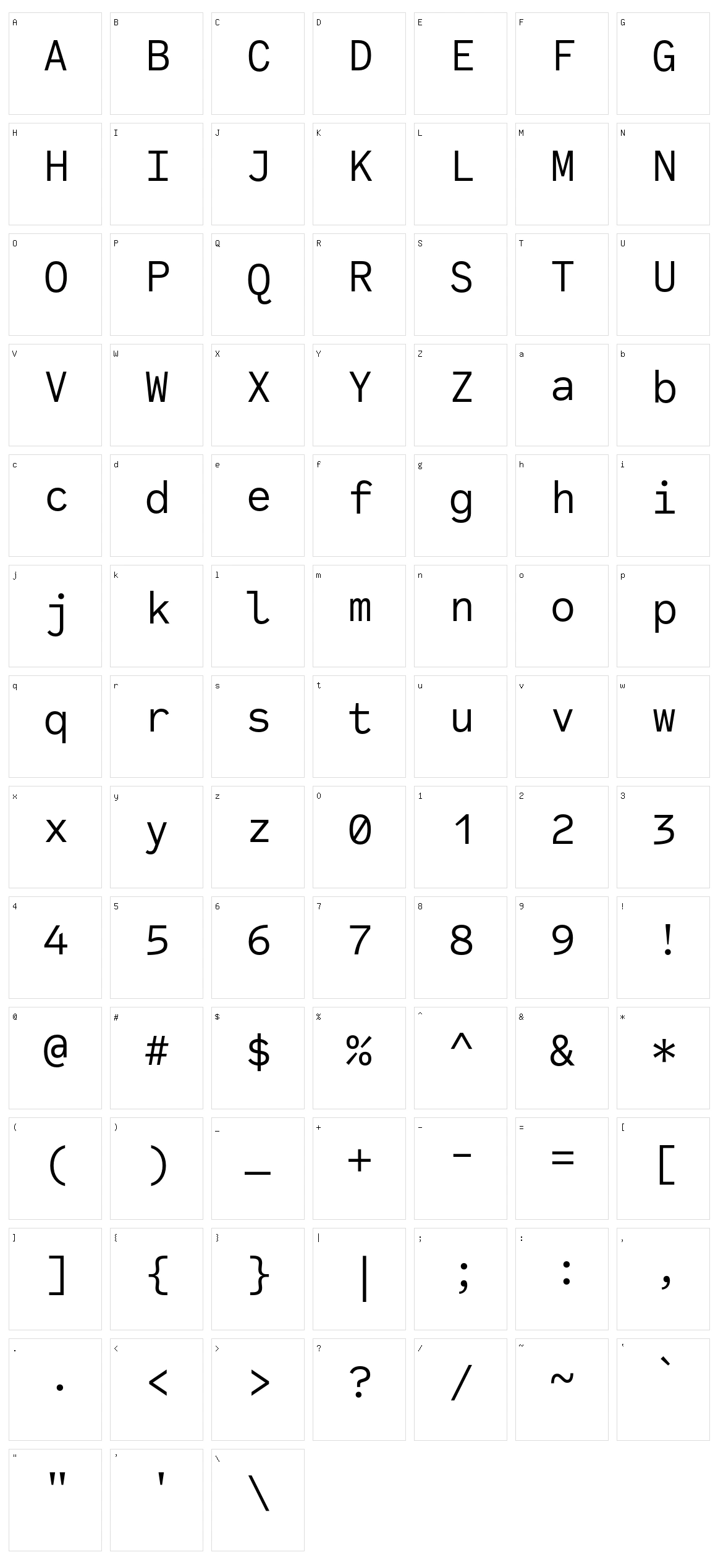 Code Saver Character Set