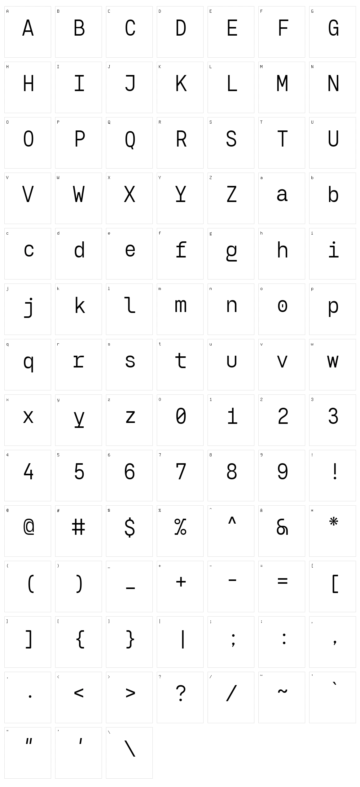 Eingrantch Mono Character Set