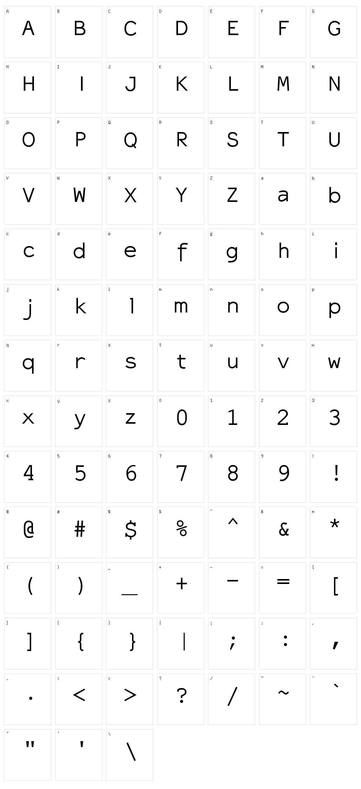 ElroNet Monospace Character Set