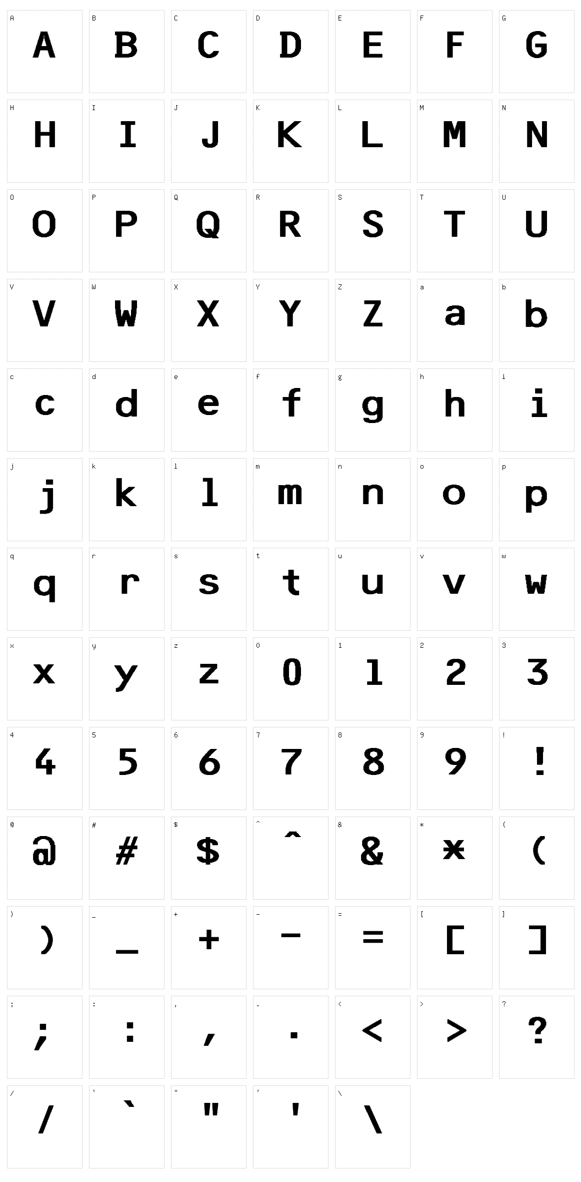F25 Bank Printer Character Set