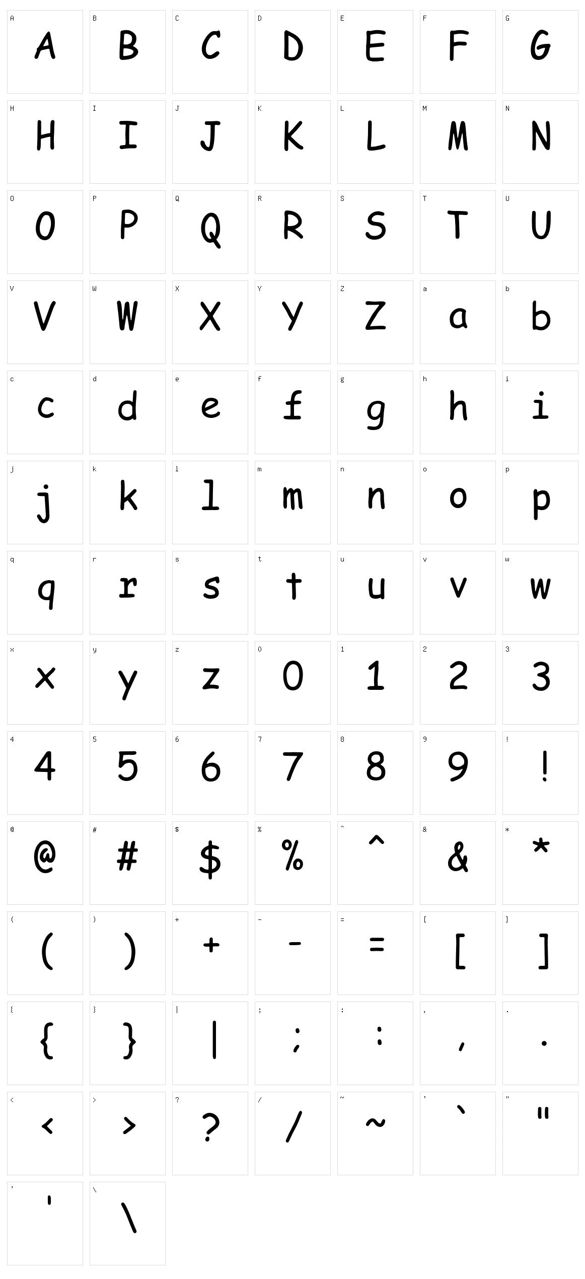Koomik Mono Character Set