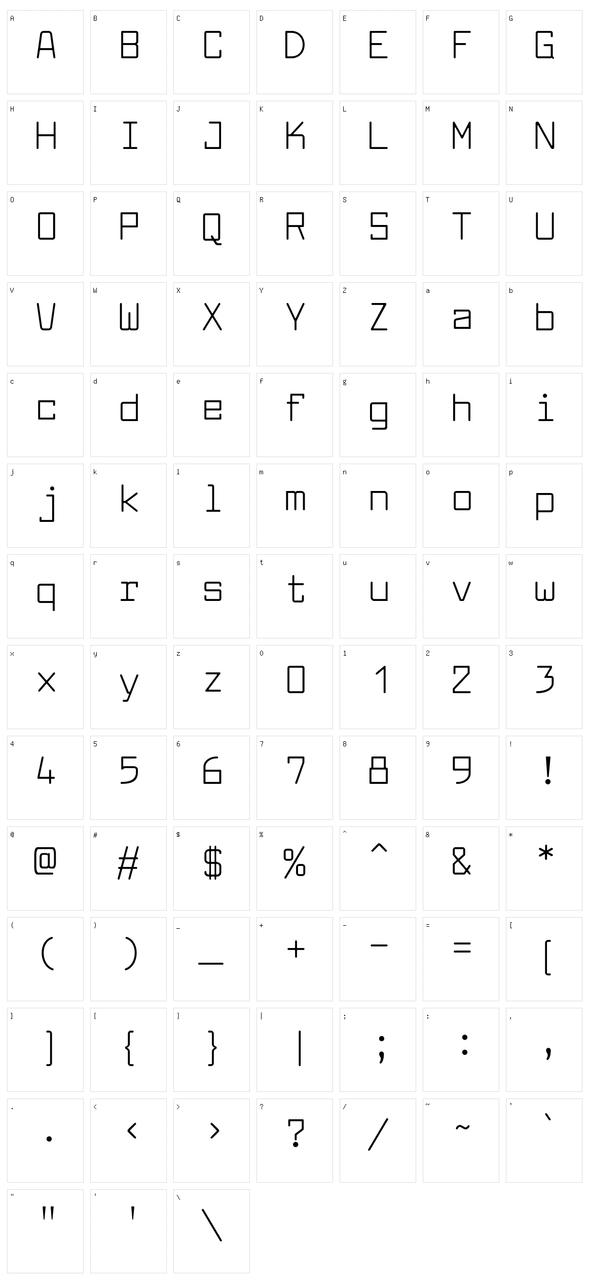 Larabie Font Character Set