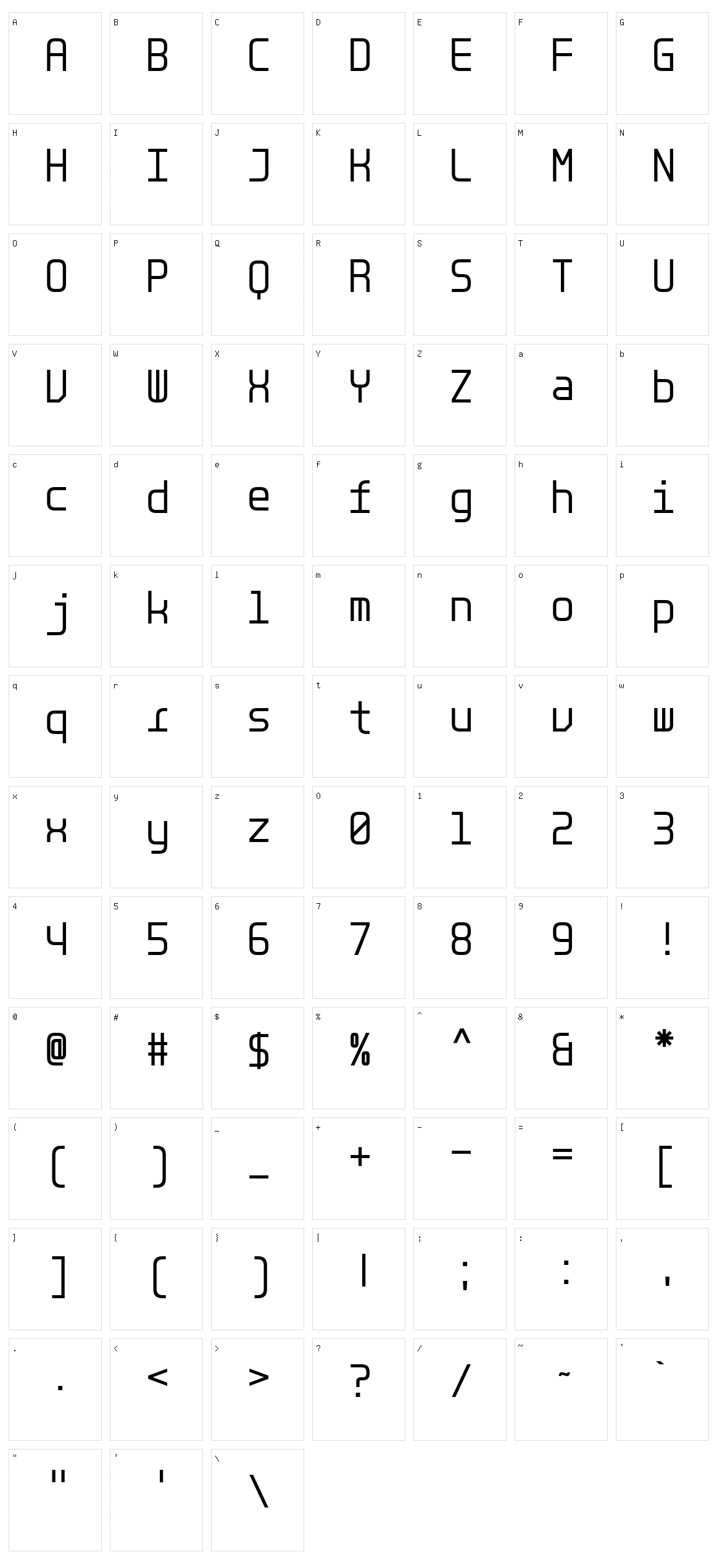 LT Binary Neue Character Set