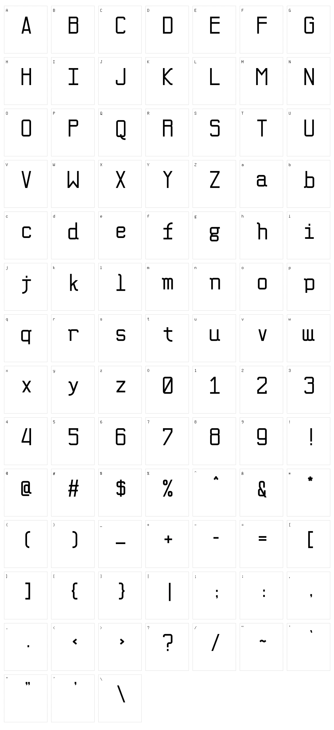 Monocode Character Set