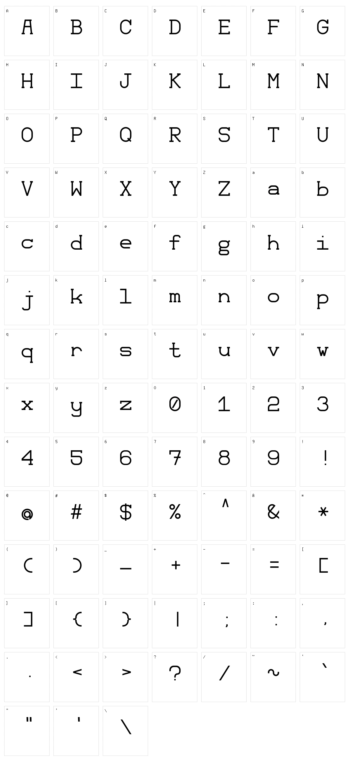 Monomod Character Set