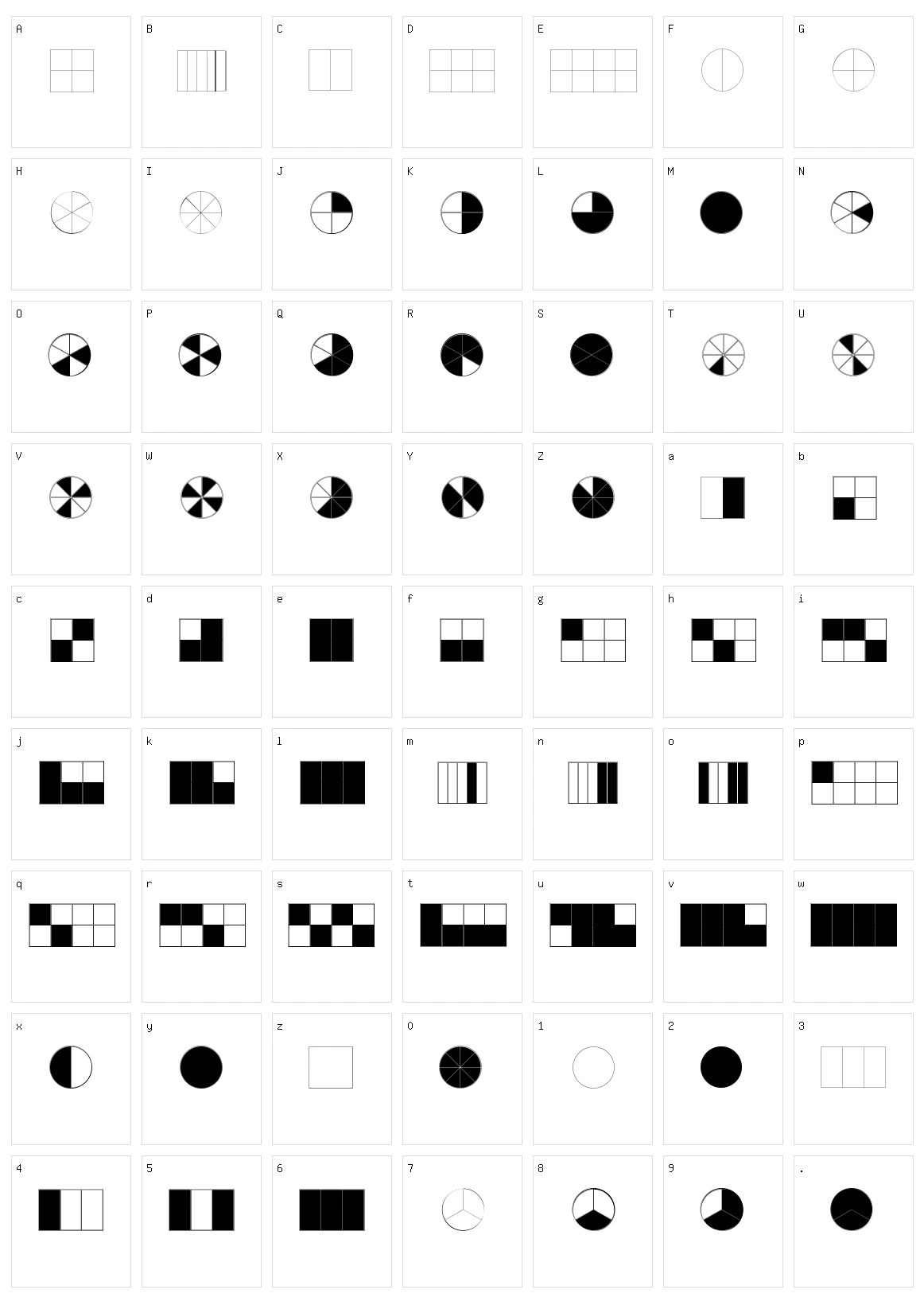 KG Fractions Character Set