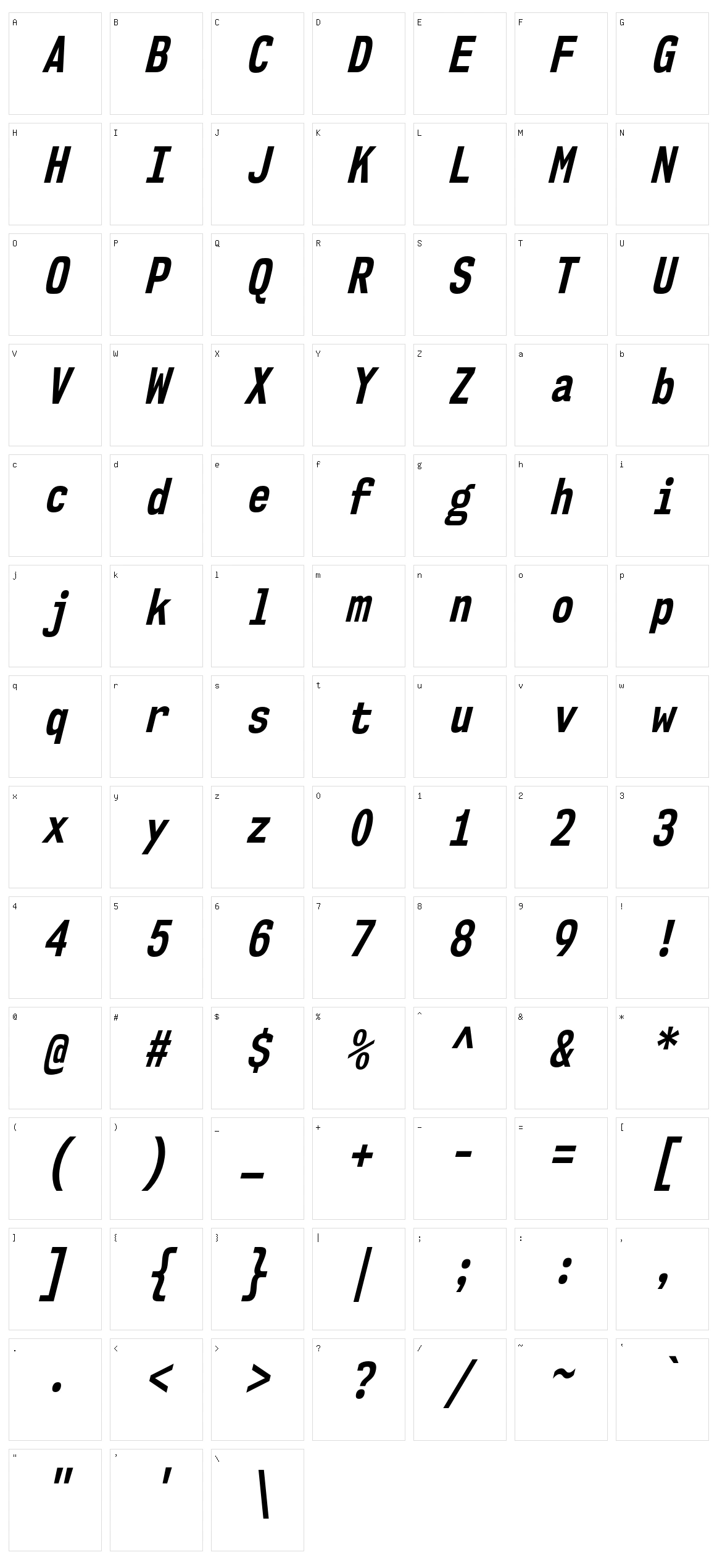 NK57 Monospace Character Set