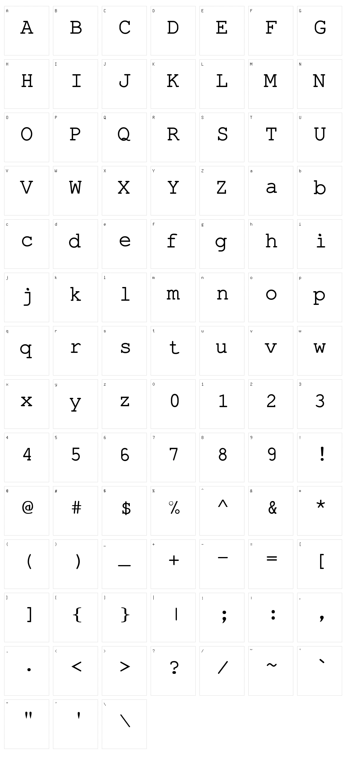Pseudo APL Character Set