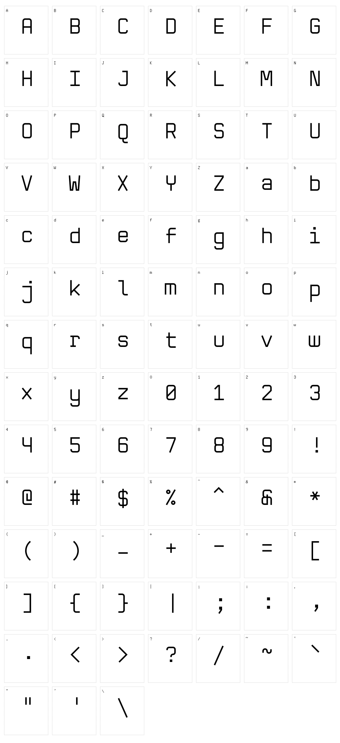 Ra Mono Character Set