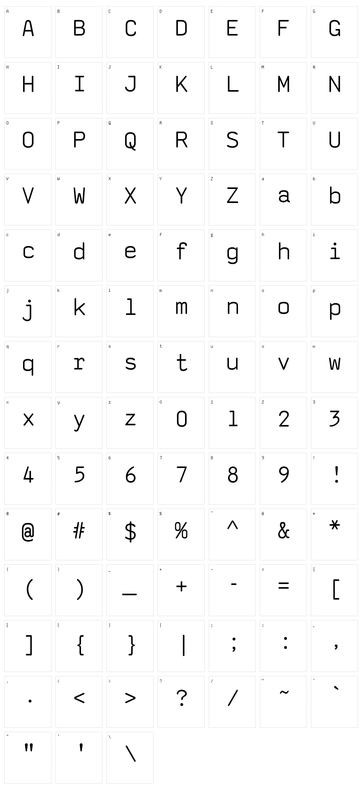 SaxMono Character Set
