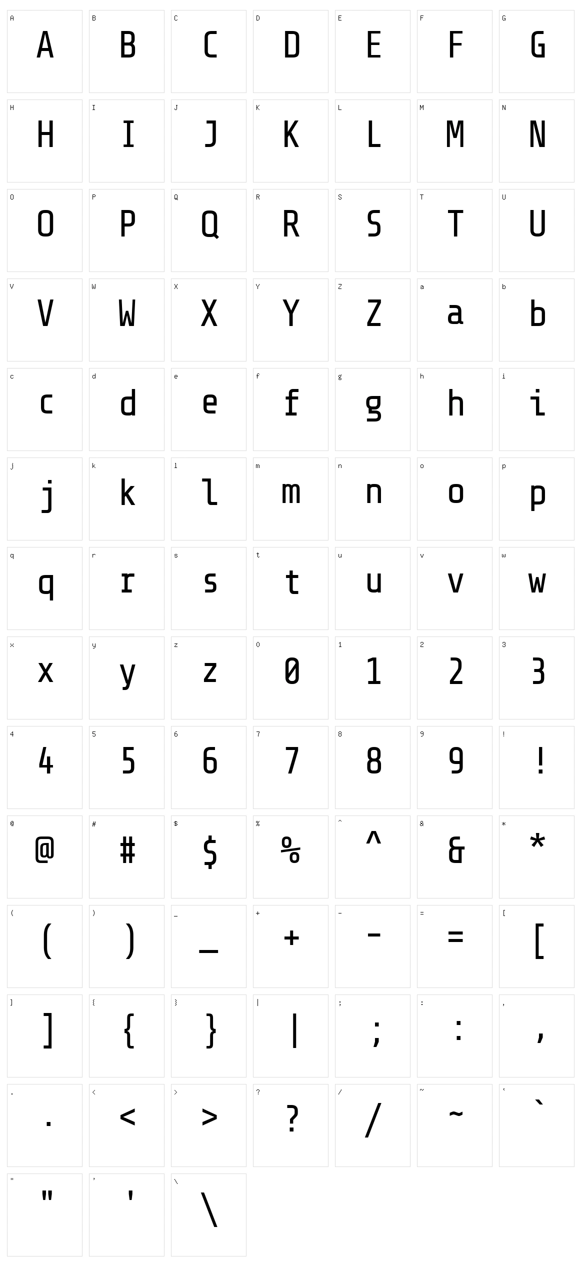 Share TechMono Character Set