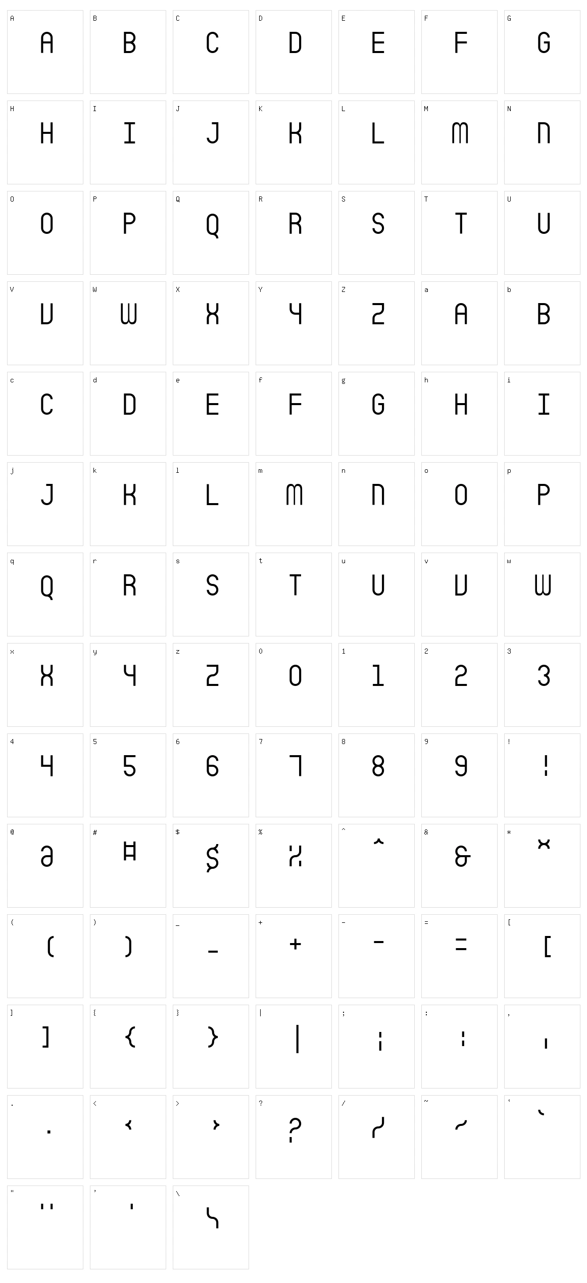Sicret Mono Character Set