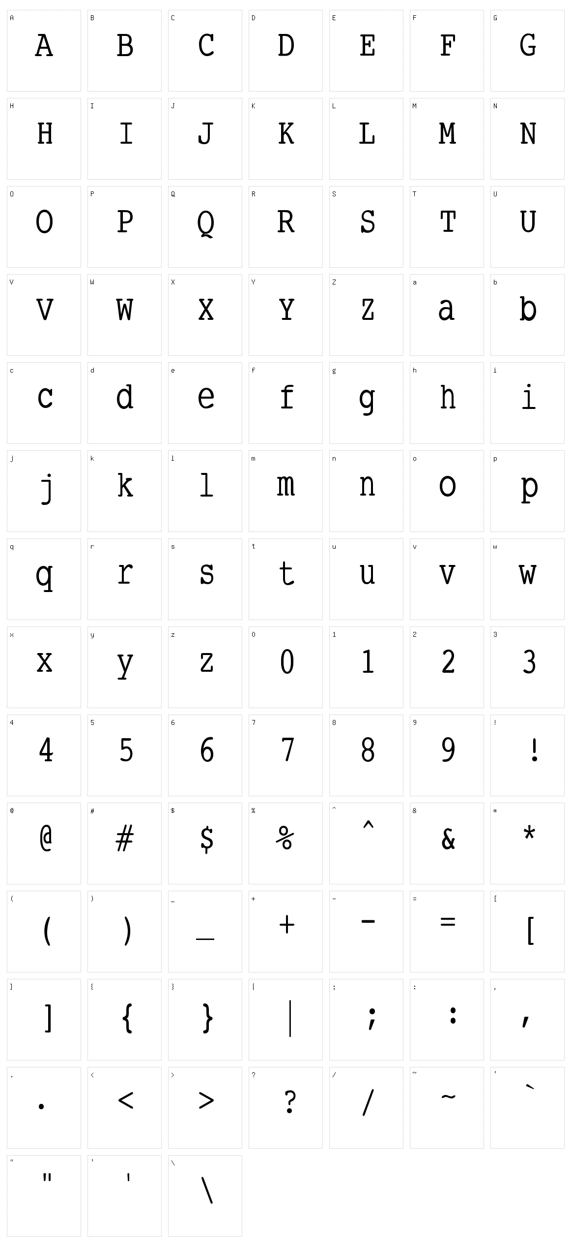 SmallType Writing Character Set