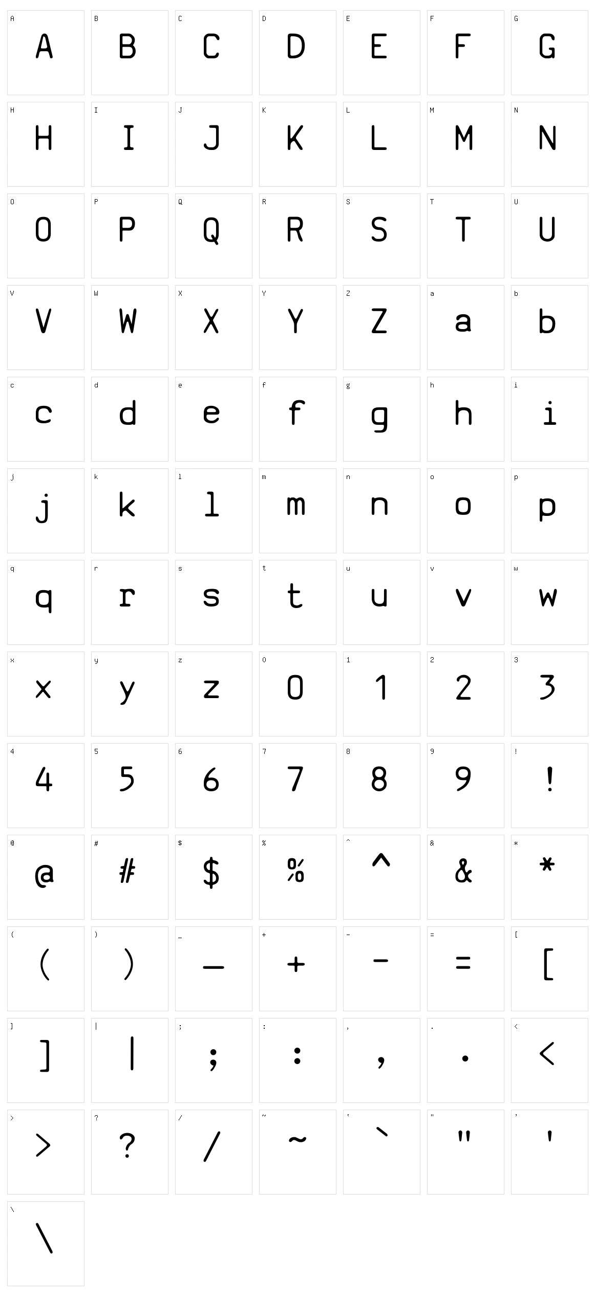 SV Basic Manual Character Set