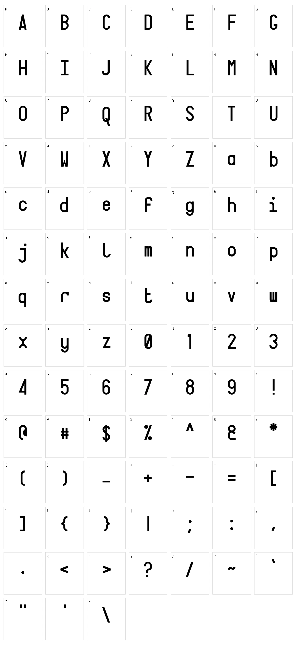 Targa Character Set