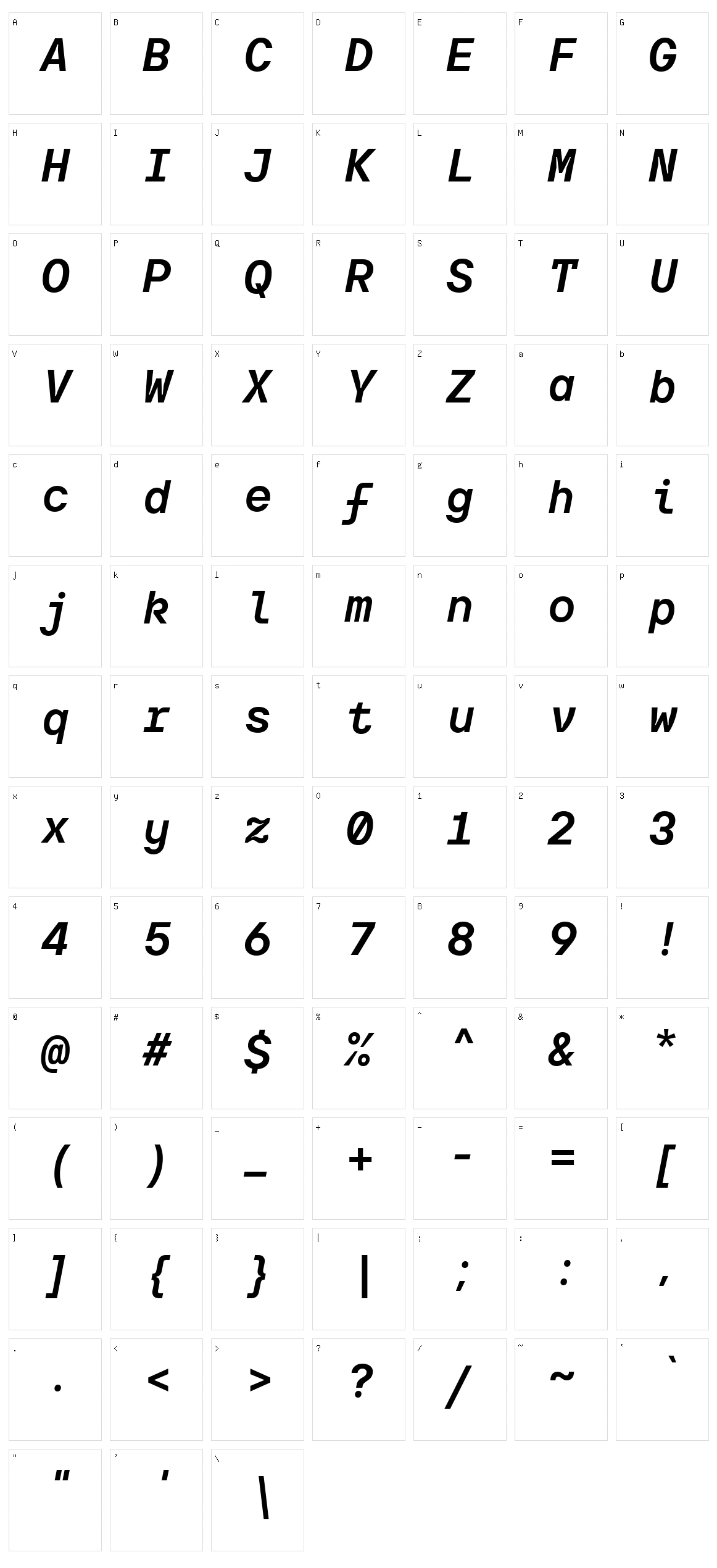TT Interphases Pro Mono Character Set
