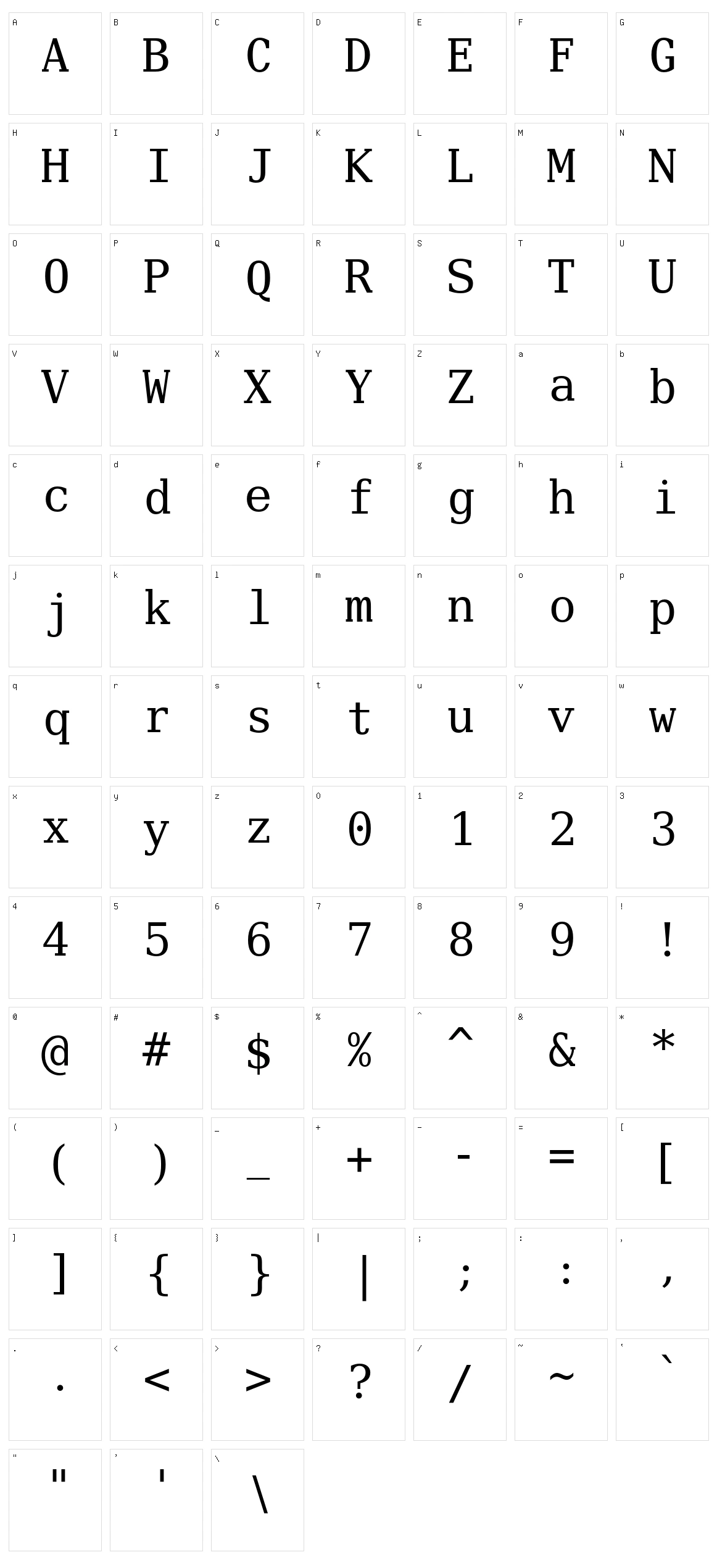 Verily Serif Mono Character Set