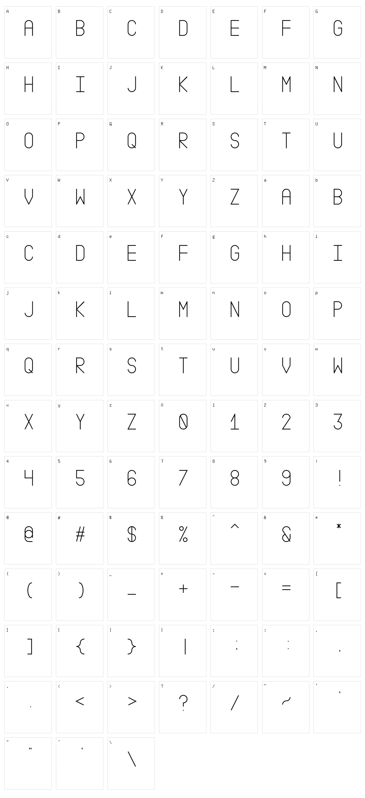 Zector Character Set