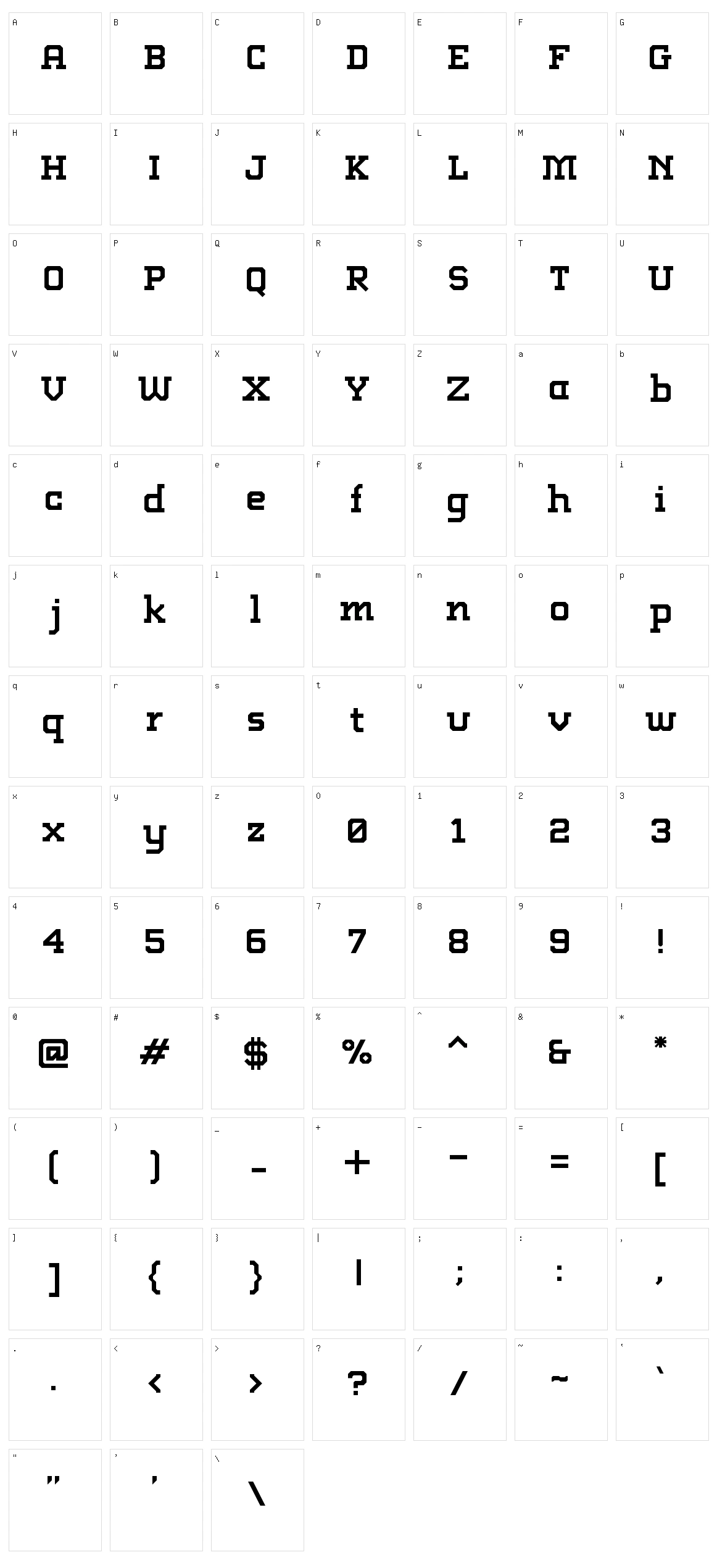 Abstract Slab Character Set
