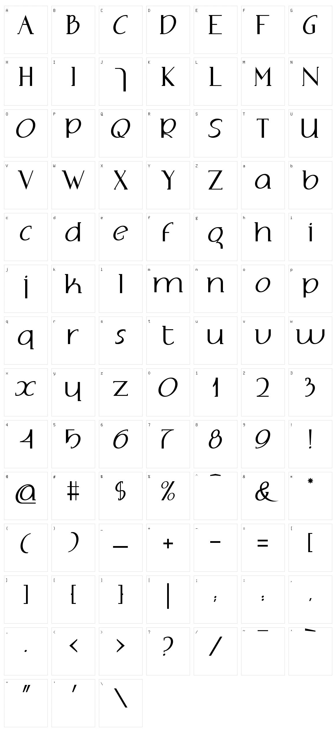 Adolphus Serif Character Set