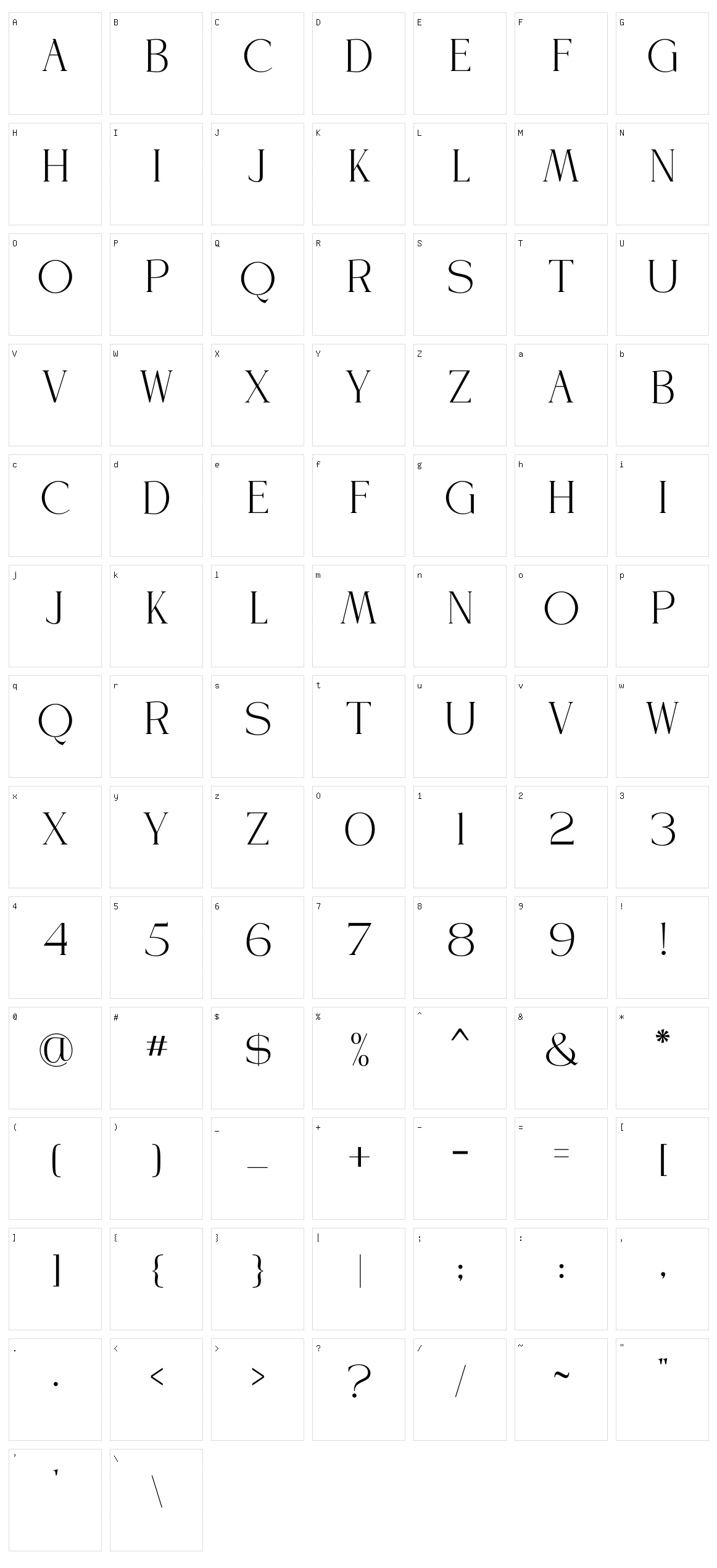 Advera Character Set