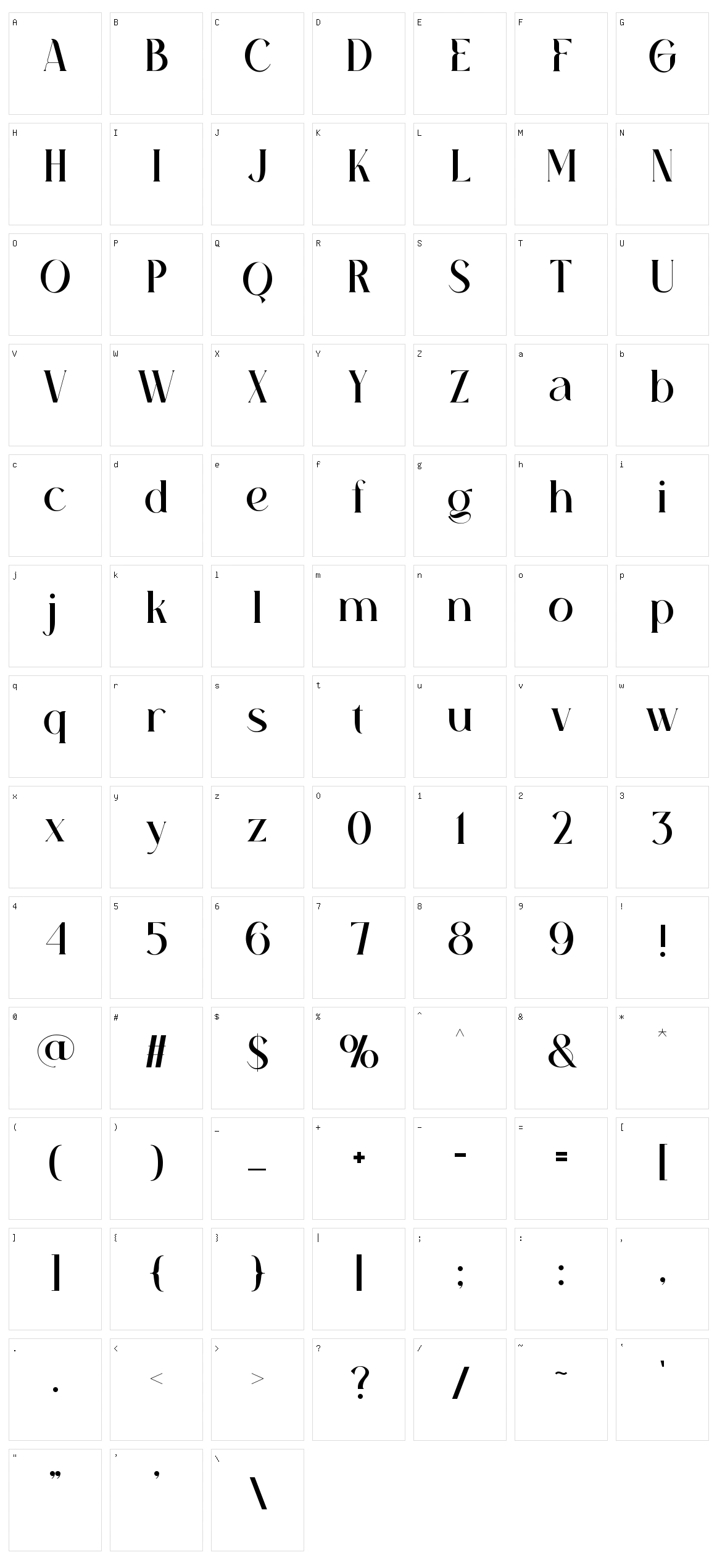 Aghita Character Set