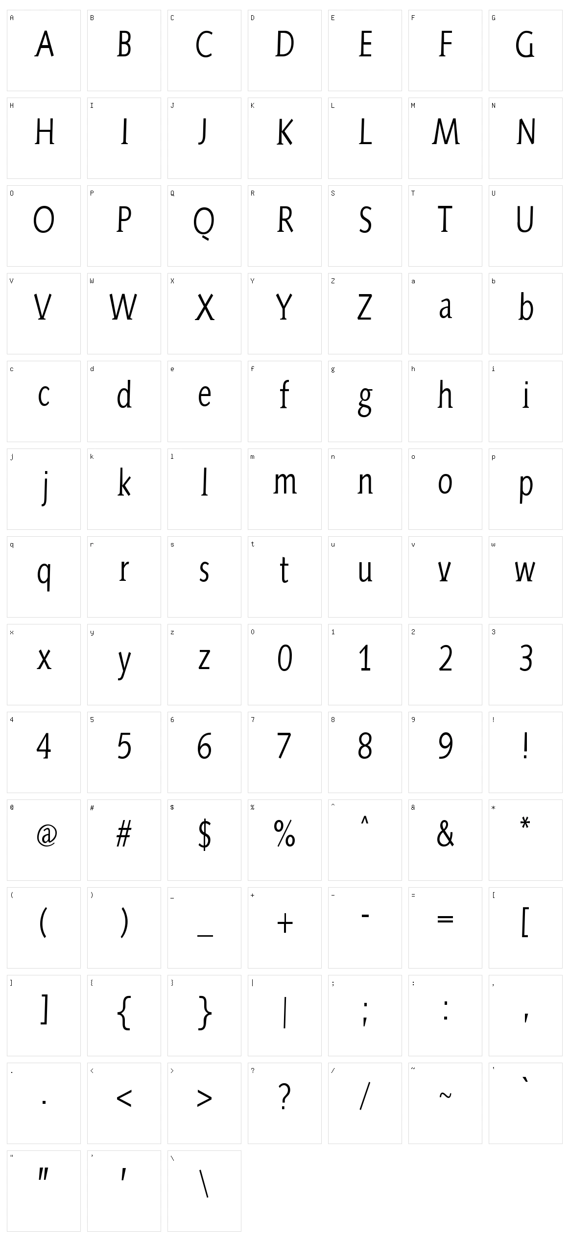 Aida Serif Character Set